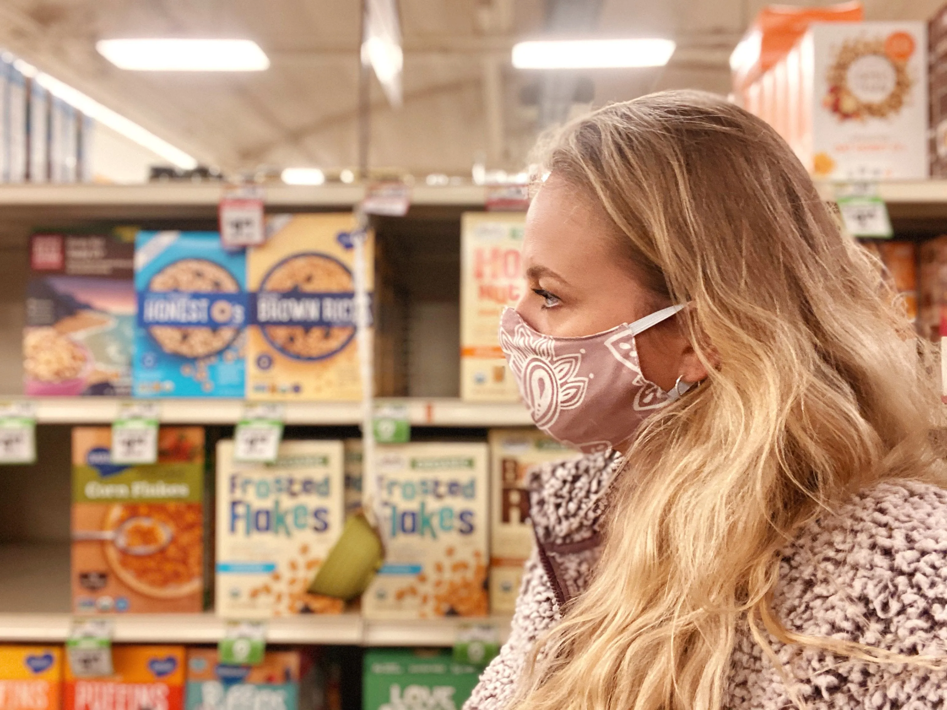 Lotus and Luna Nose Wire Wide Print Face Mask