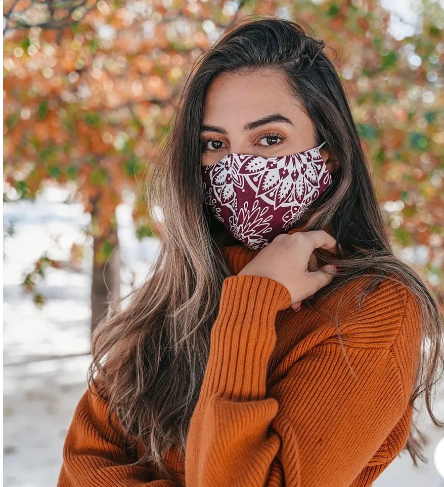 Lotus and Luna Nose Wire Wide Print Face Mask