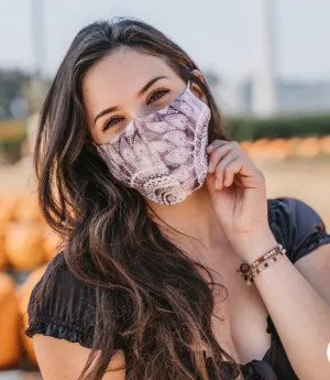 Lotus and Luna Nose Wire Wide Print Face Mask