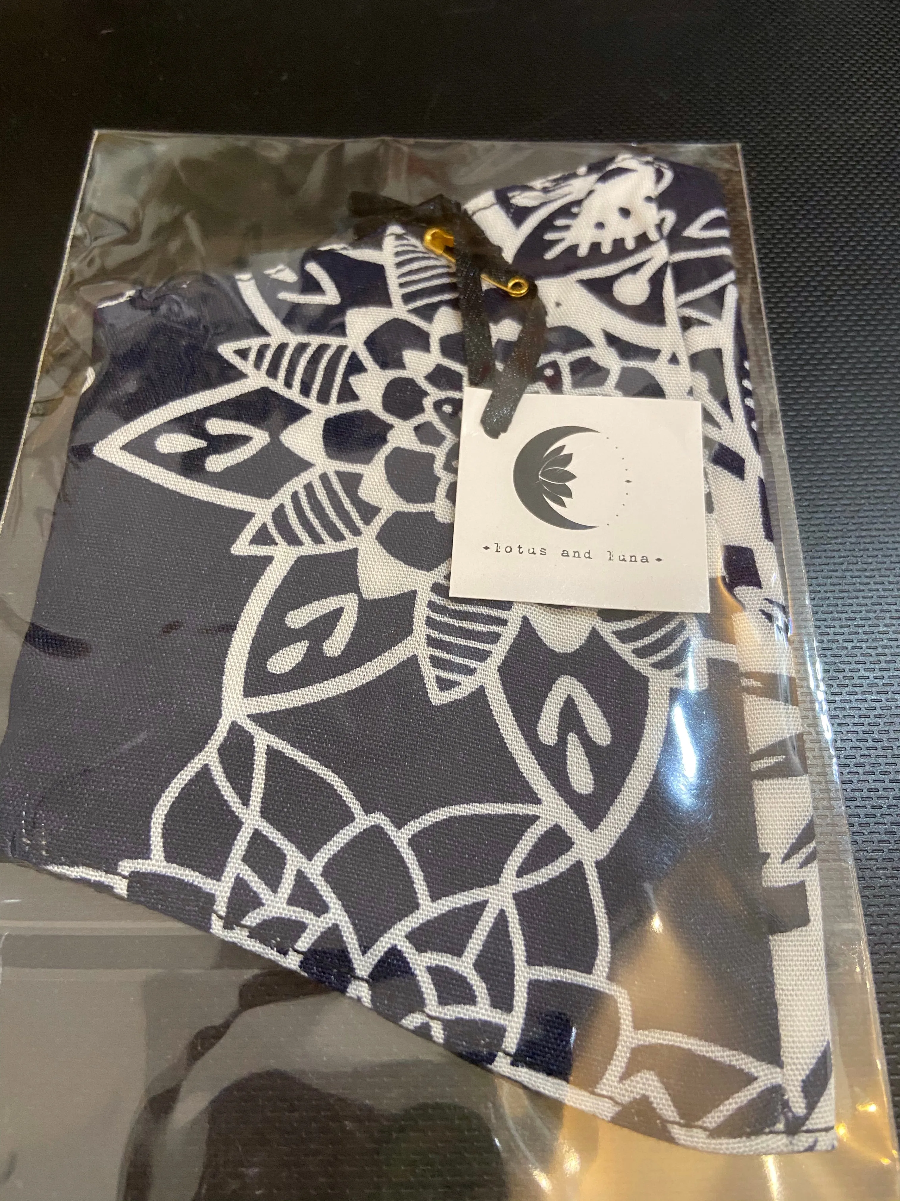 Lotus and Luna Nose Wire Wide Print Face Mask