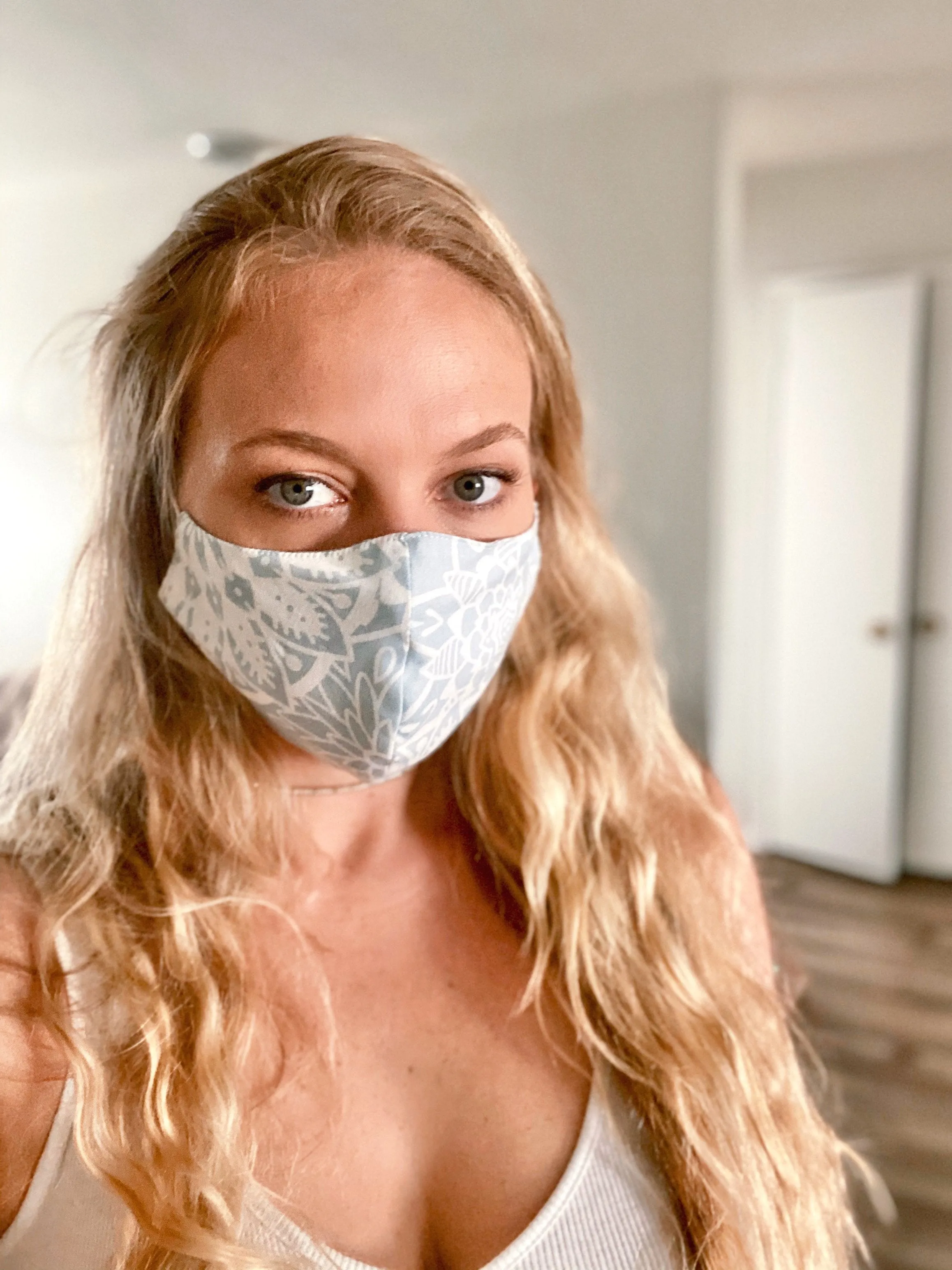 Lotus and Luna Nose Wire Wide Print Face Mask