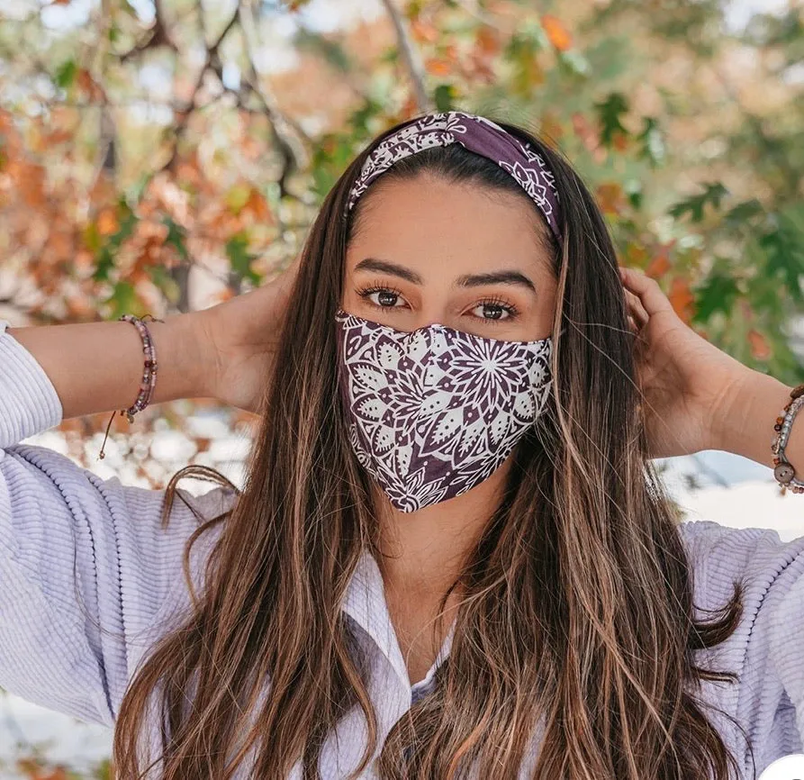Lotus and Luna Nose Wire Wide Print Face Mask