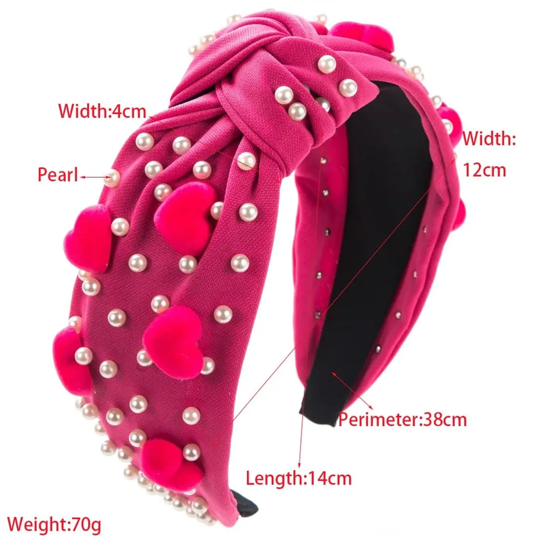 Love Pearl Valentine's Day Headband Beaded Holiday Hair Accessories