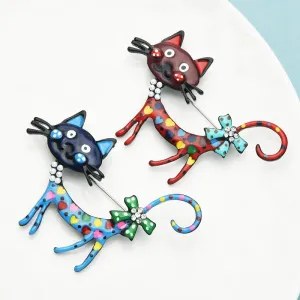 Lovely Cat Brooches 2-color Enamel Pet Animal Party Casual Brooch Pins For Women