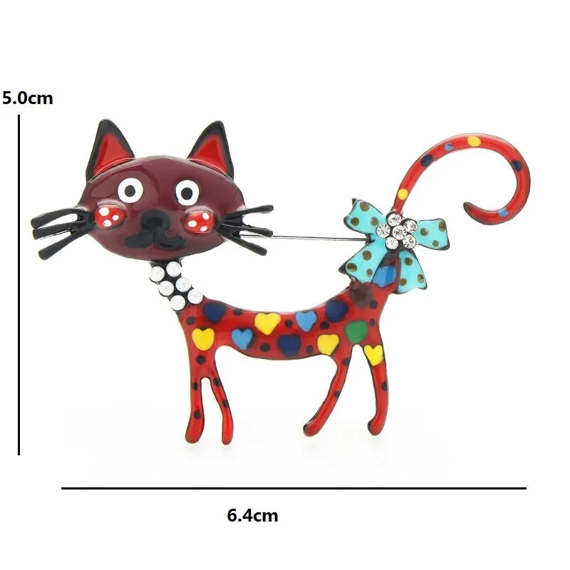 Lovely Cat Brooches 2-color Enamel Pet Animal Party Casual Brooch Pins For Women