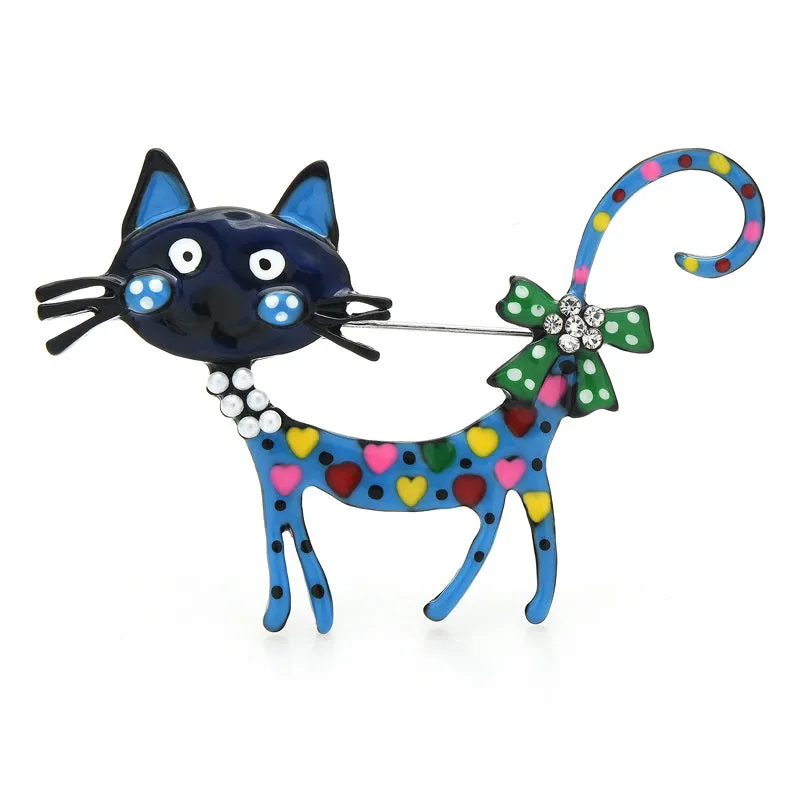 Lovely Cat Brooches 2-color Enamel Pet Animal Party Casual Brooch Pins For Women