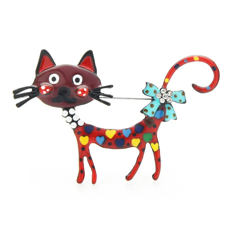 Lovely Cat Brooches 2-color Enamel Pet Animal Party Casual Brooch Pins For Women
