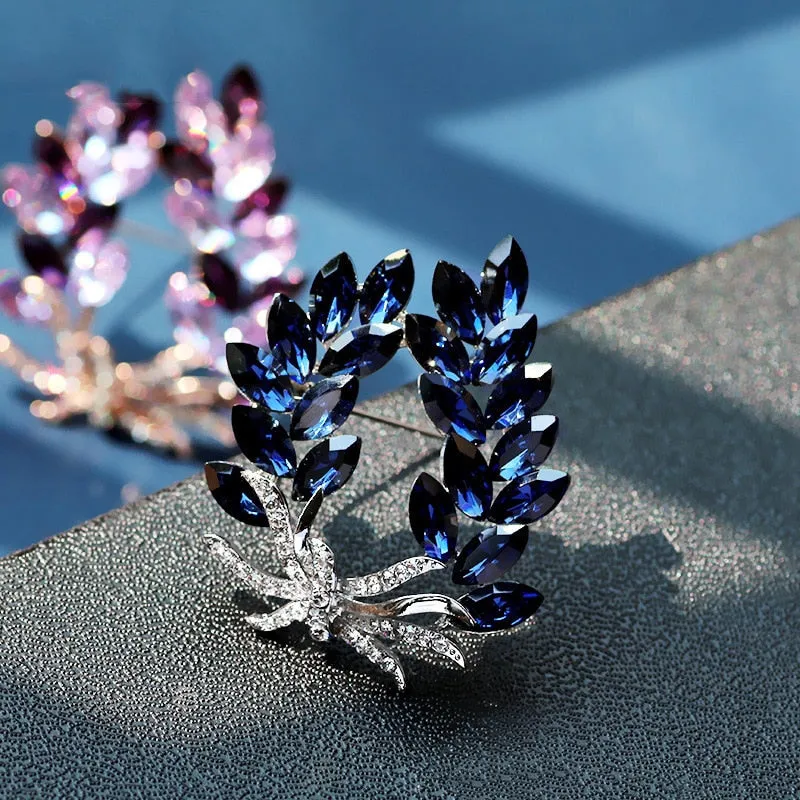 Luxury Blue/Brown/Purple Bauhinia Flower Brooch for Women