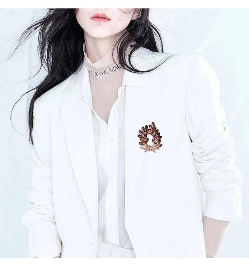 Luxury Blue/Brown/Purple Bauhinia Flower Brooch for Women