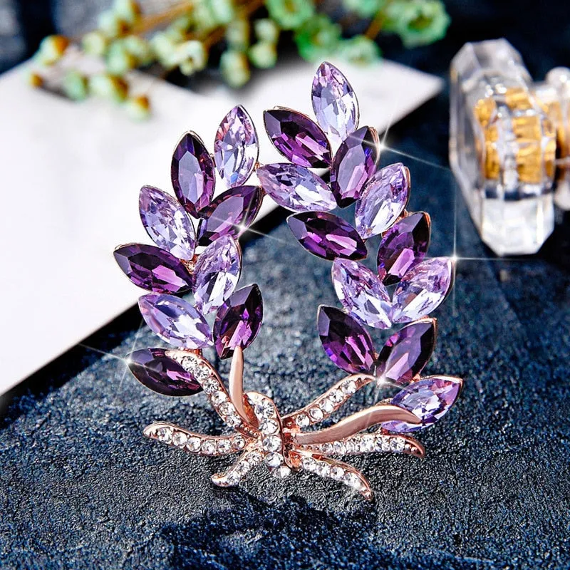 Luxury Blue/Brown/Purple Bauhinia Flower Brooch for Women