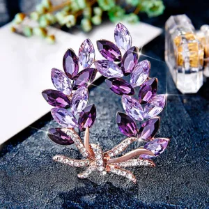 Luxury Blue/Brown/Purple Bauhinia Flower Brooch for Women