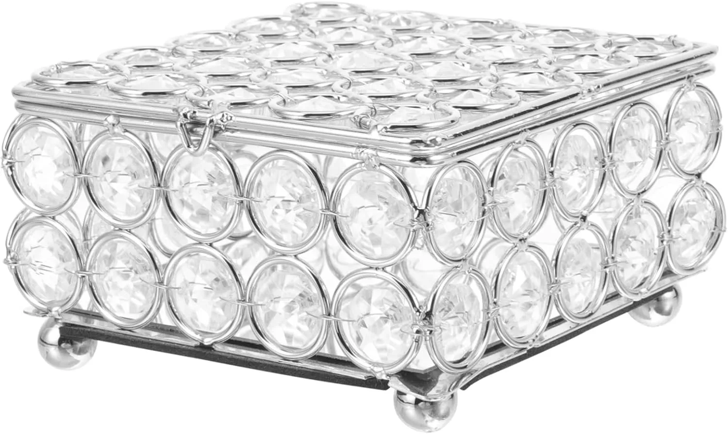 Luxury Crystal Jewelry Box Necklace Organizer Elegant Crystal Storage Case for Earrings and Jewelry Dec