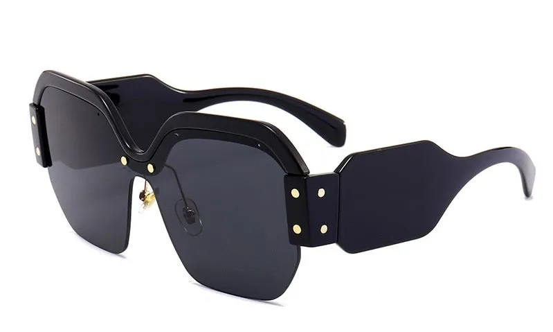 Luxury Half Frame Square Women Rivet Sunglasses