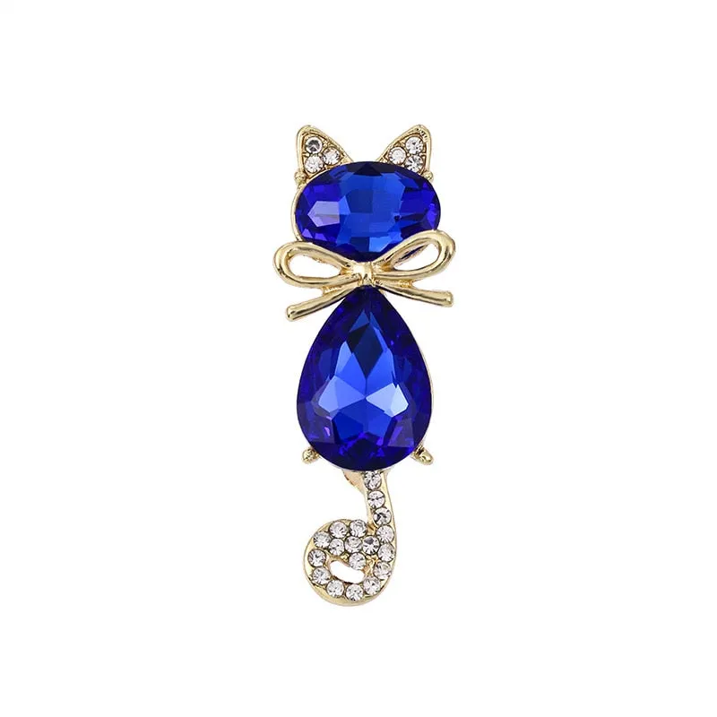 Luxury Women Shiny Rhinestone kitten Brooch Jewelry