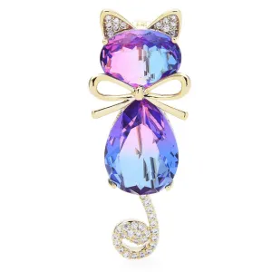 Luxury Women Shiny Rhinestone kitten Brooch Jewelry