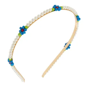 MAGICLULU Sparkle Headband Pink Pearl Hair Accessories for Women Daisy Flower Headband Bridal Hair Accessory