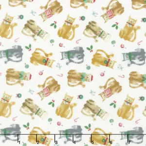 Make Merry - Christmas Cats White Yardage