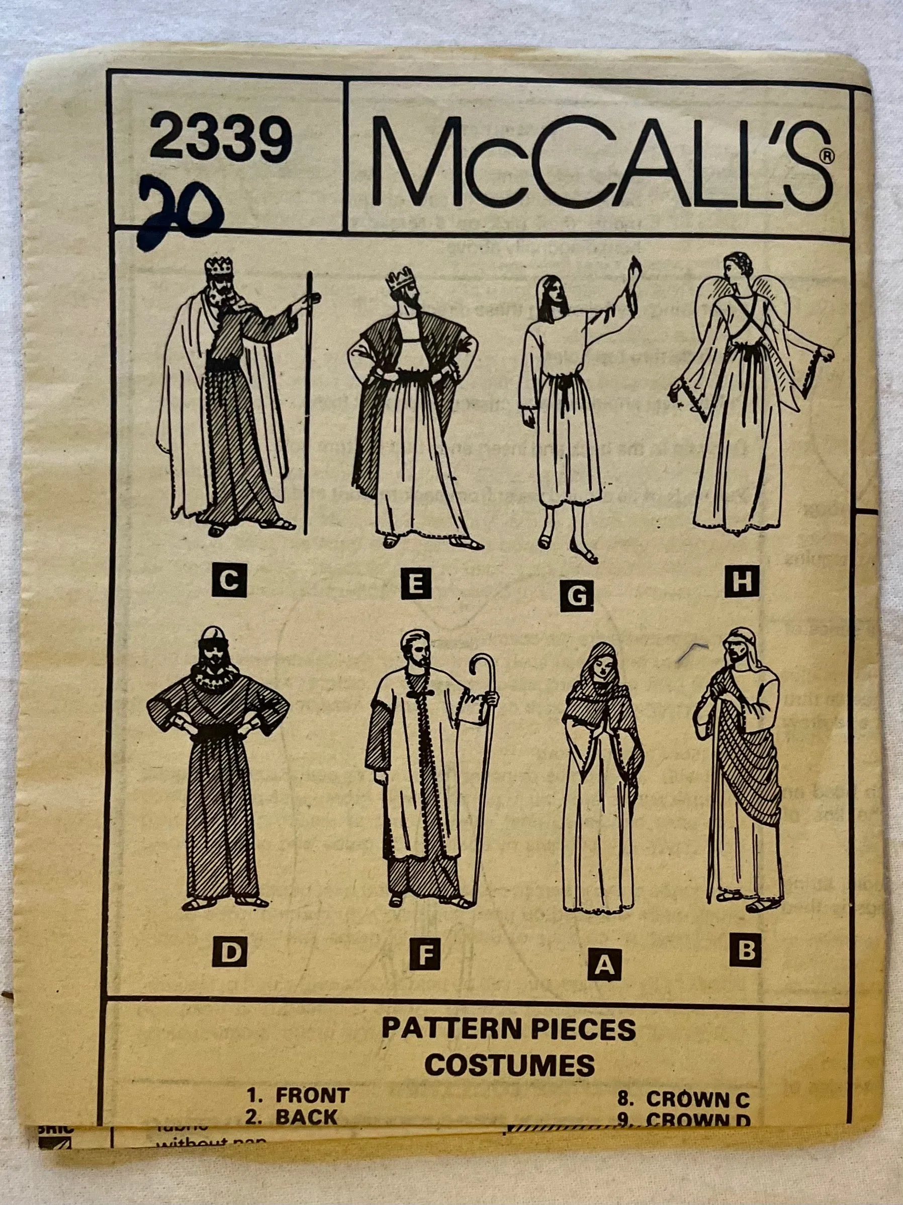 McCall's Costumes 2339 UNCUT Adult Costumes Size XS