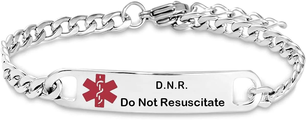 Medical Alert Seizure Addison Diabete Bracelets for Women Mens Emergency Health First Aid Bracelets for Family Adjustable Stainless Steel Jewelry