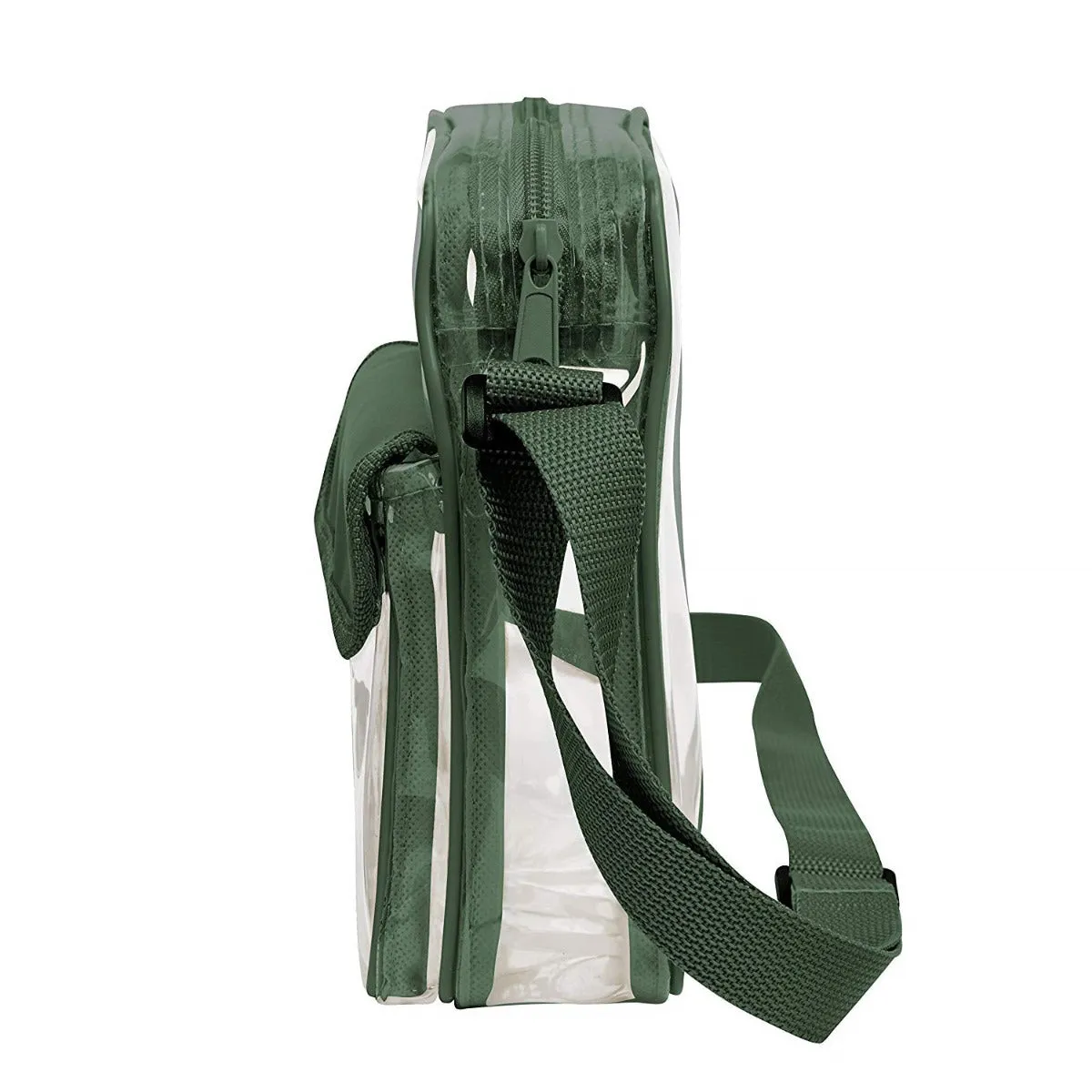 Medium Clear Cross-Body Messenger Shoulder Bag (CH-500-GRN) - Green Trim