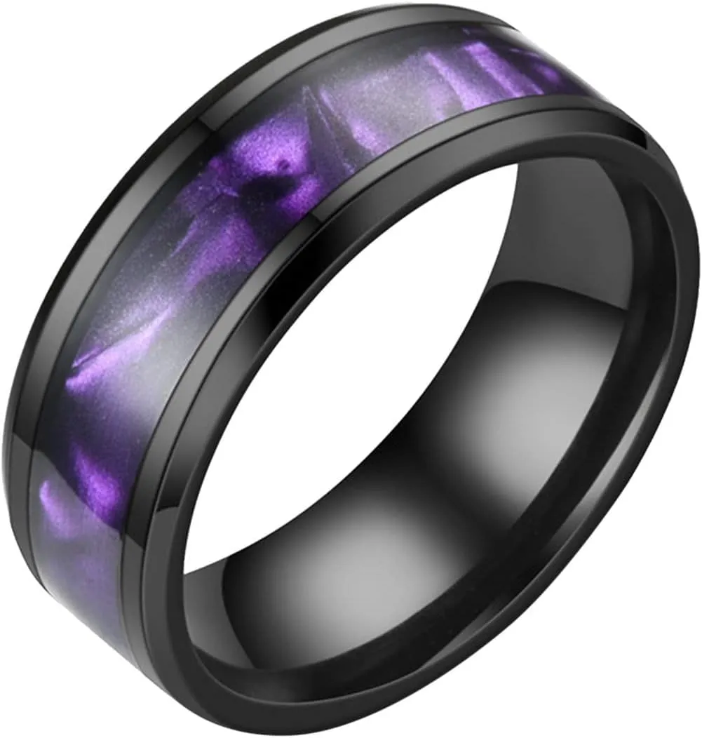 Mens Black Carbon Fiber Inlay Tungsten Carbide Ring Camouflage Polished Finish Edges Comfort Fit Wedding Band for