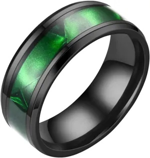 Men's Black Tungsten Carbide Promise Rings Wedding Band Inlaid Rings for Men Women Polished Finish Comfort Fit
