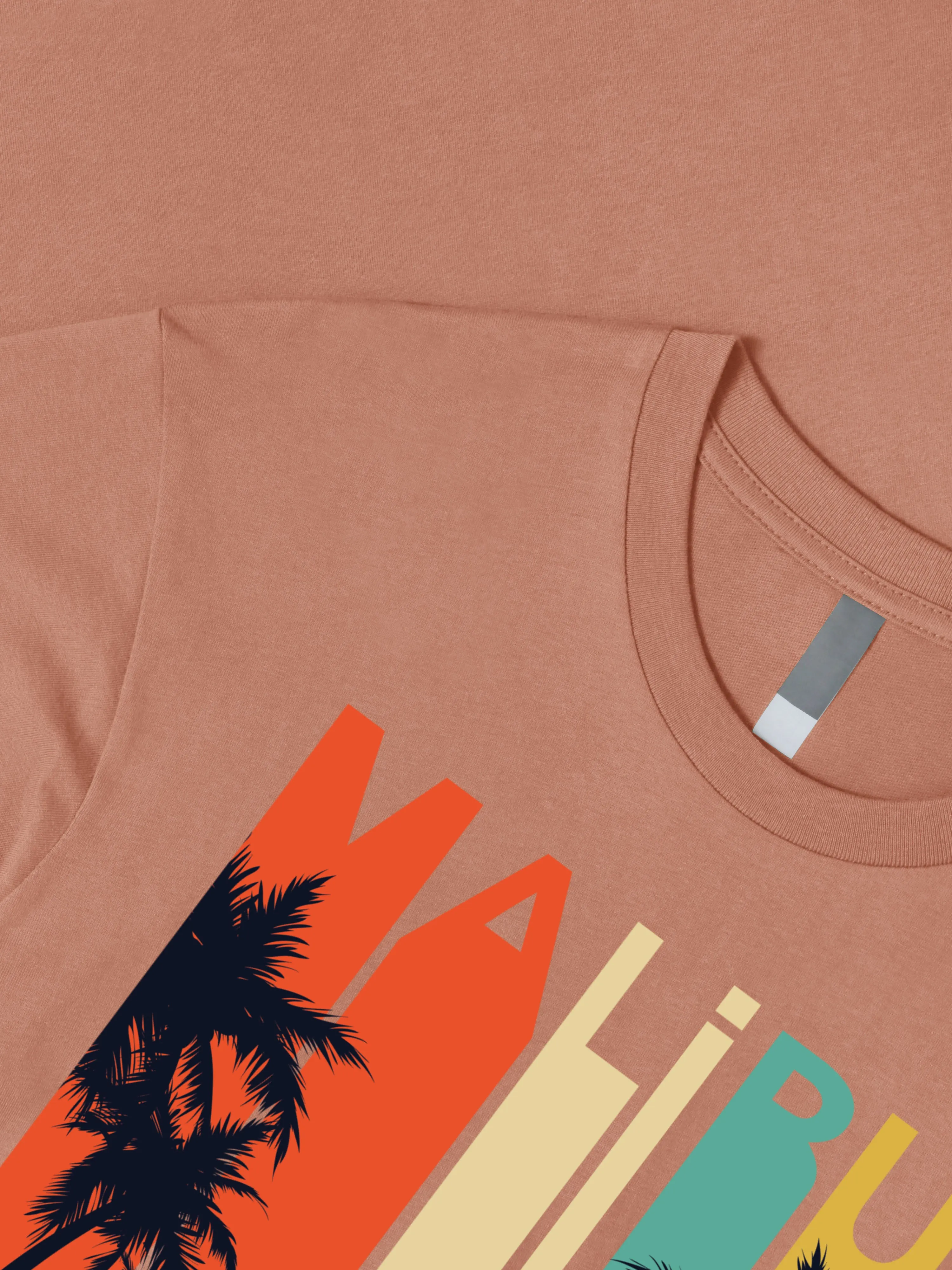 Mens California Malibu Beach Graphic Print Crew Neck T Shirt