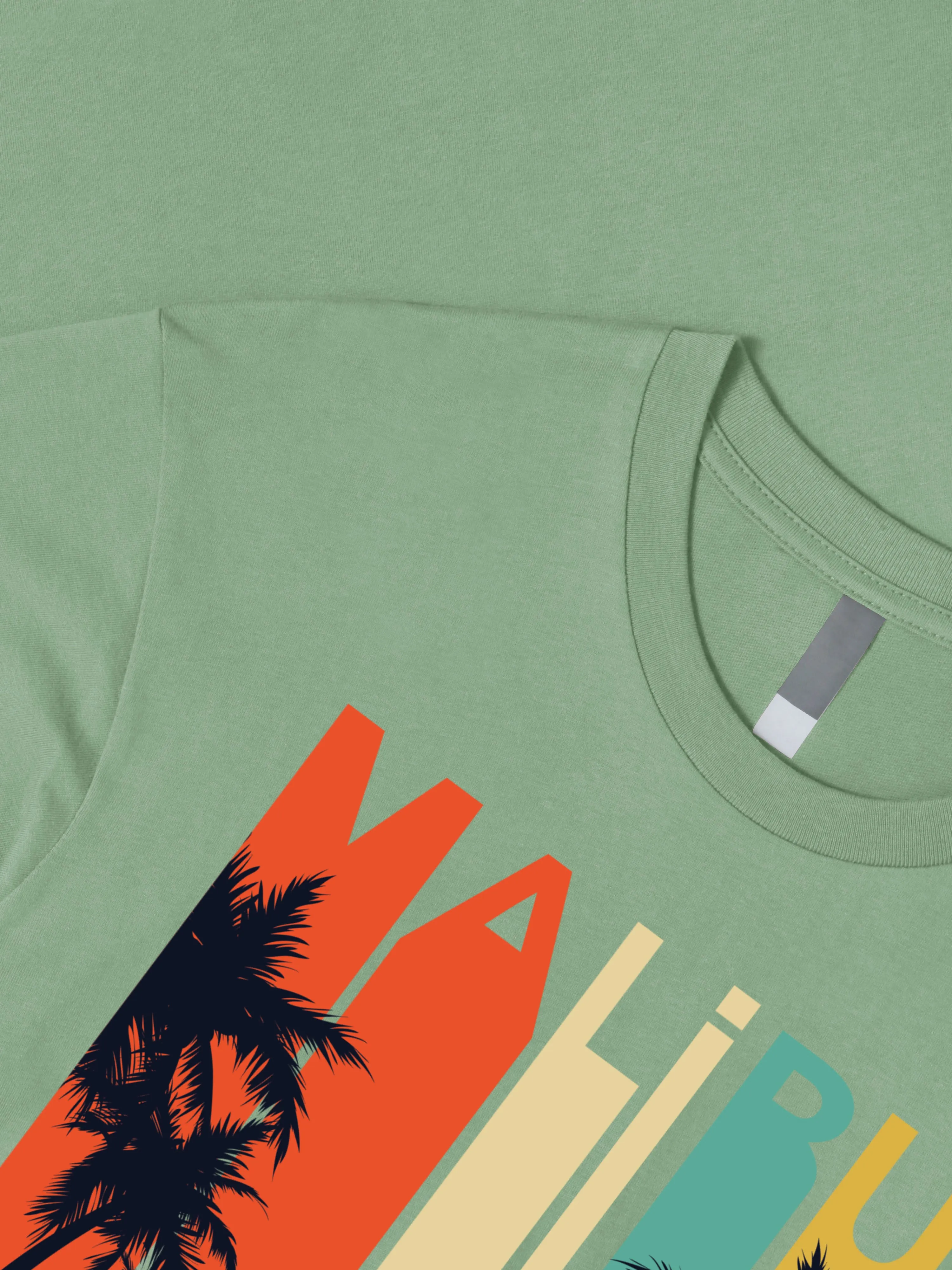 Mens California Malibu Beach Graphic Print Crew Neck T Shirt