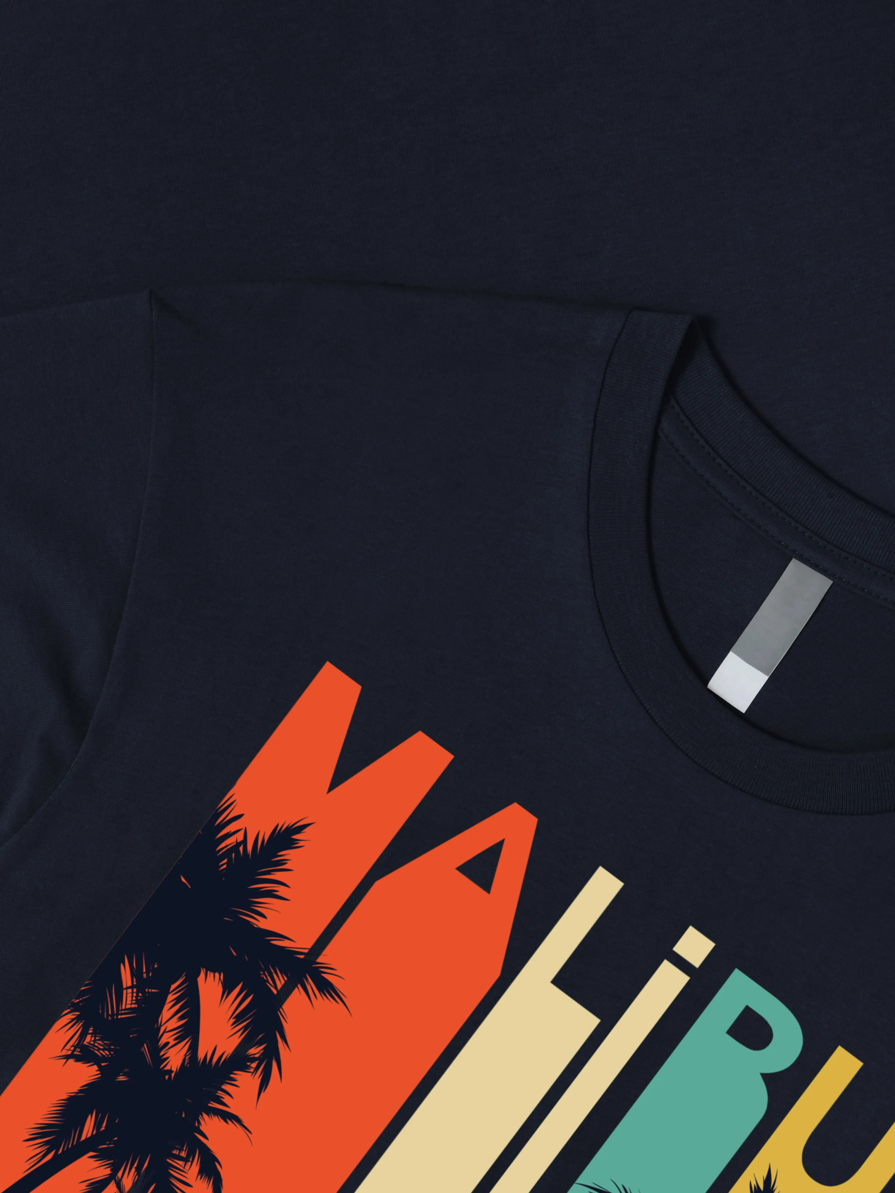 Mens California Malibu Beach Graphic Print Crew Neck T Shirt