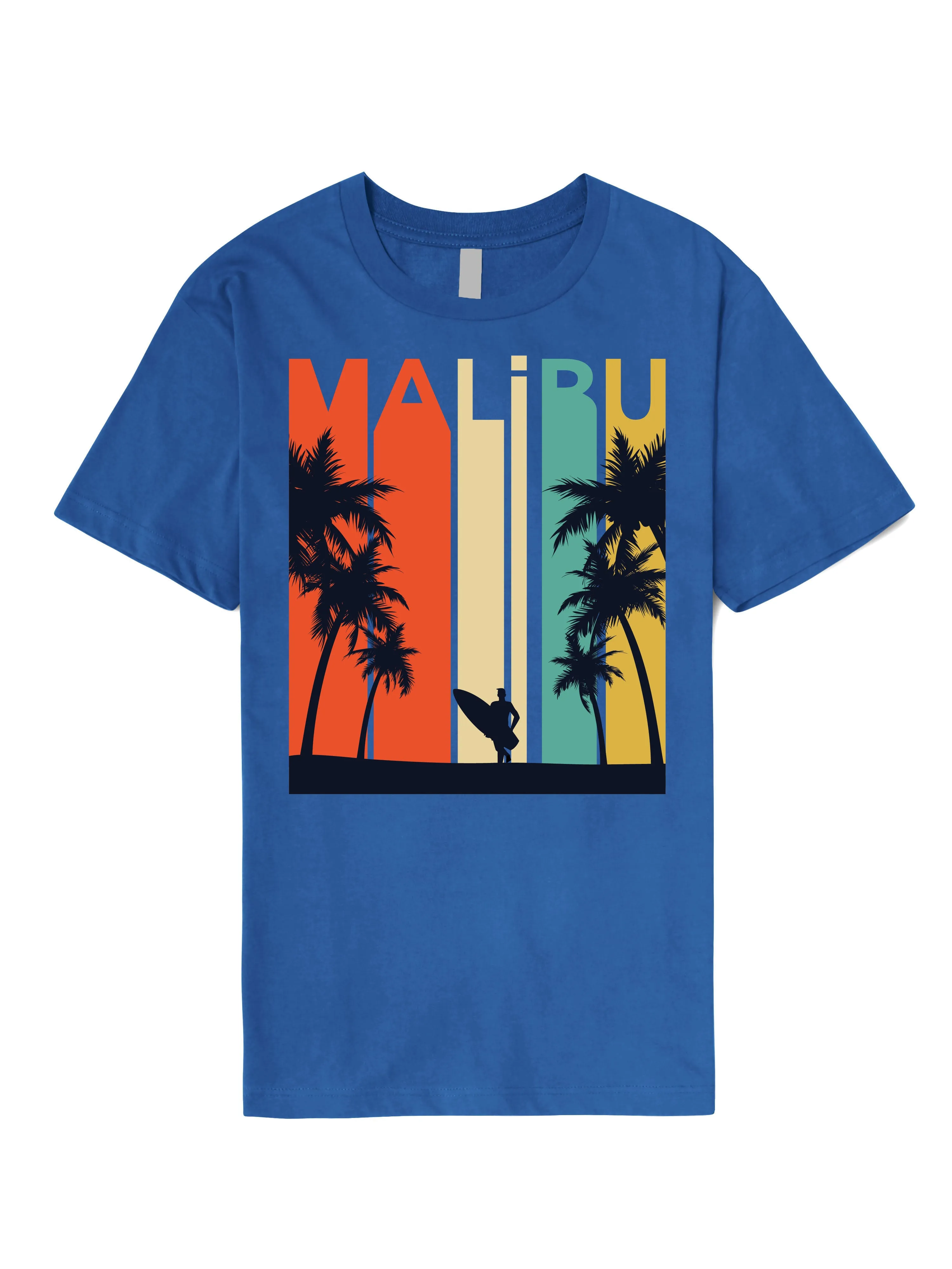 Mens California Malibu Beach Graphic Print Crew Neck T Shirt