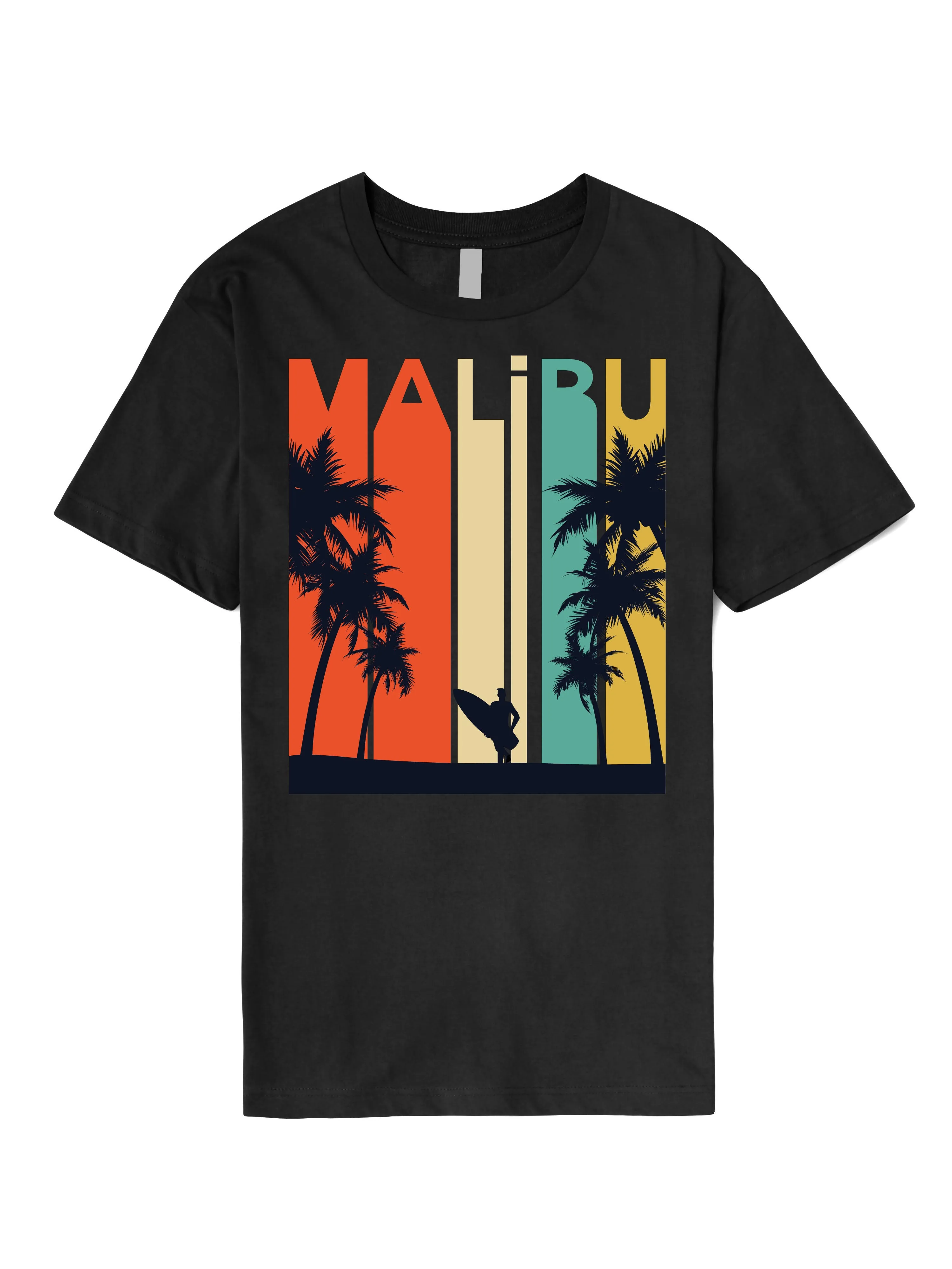 Mens California Malibu Beach Graphic Print Crew Neck T Shirt