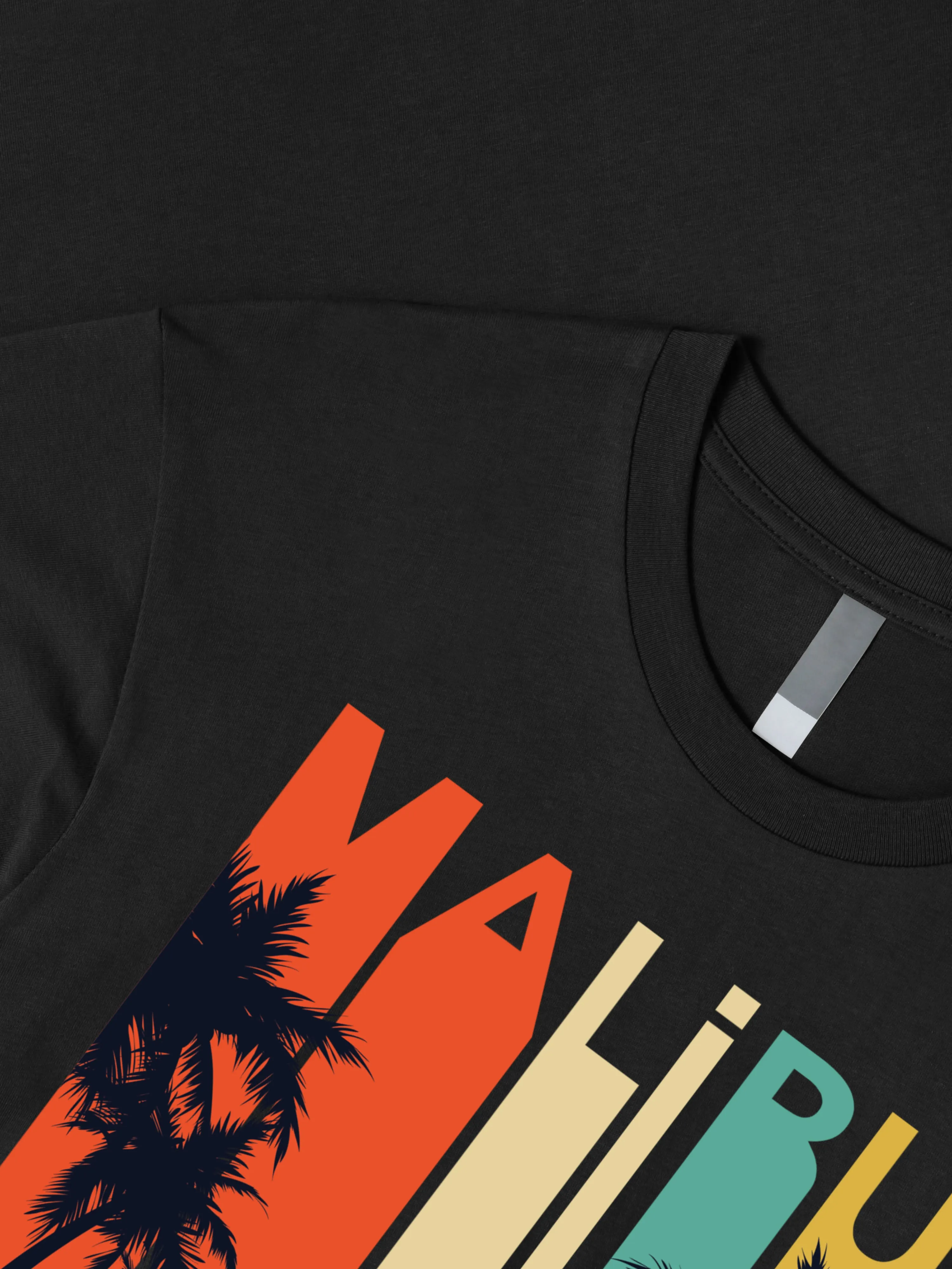 Mens California Malibu Beach Graphic Print Crew Neck T Shirt