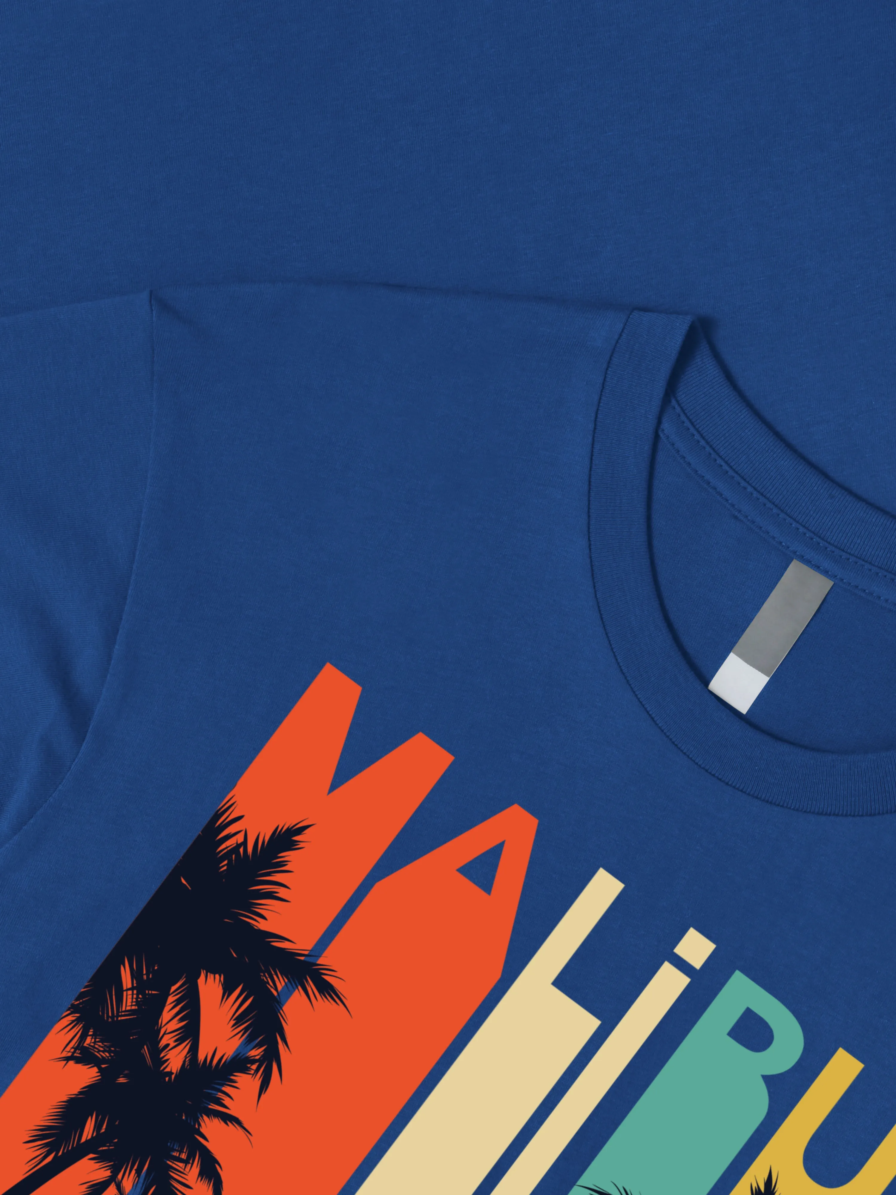Mens California Malibu Beach Graphic Print Crew Neck T Shirt
