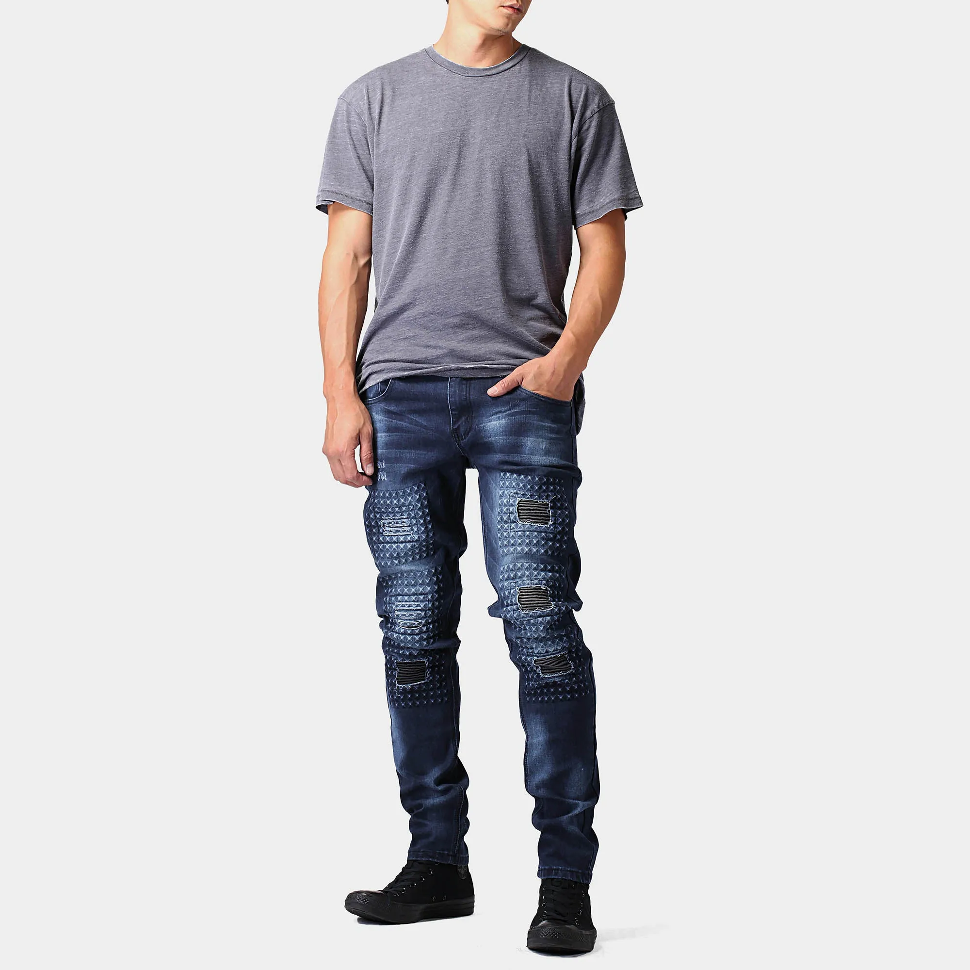 Men's Fashion Distressed Biker Jeans