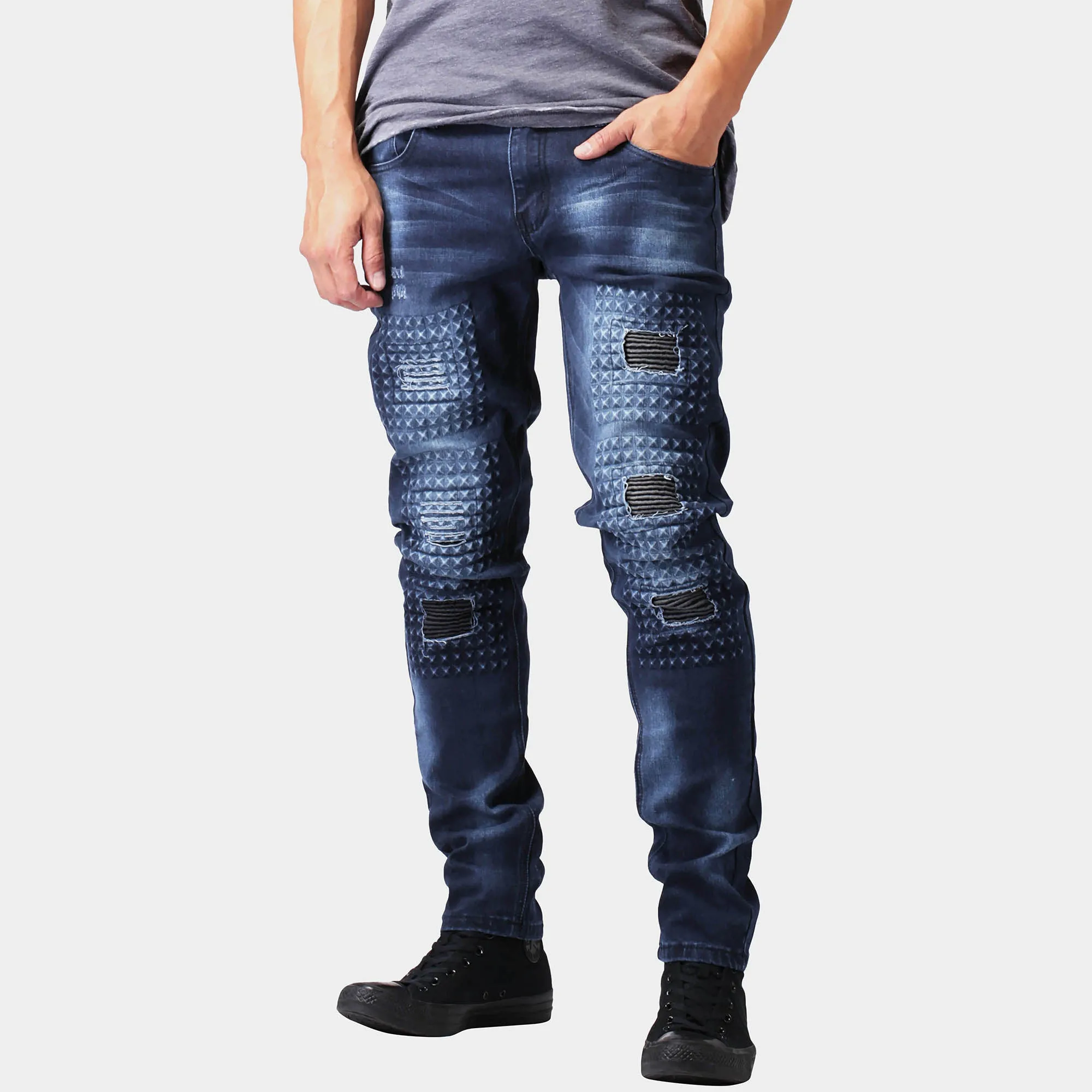 Men's Fashion Distressed Biker Jeans