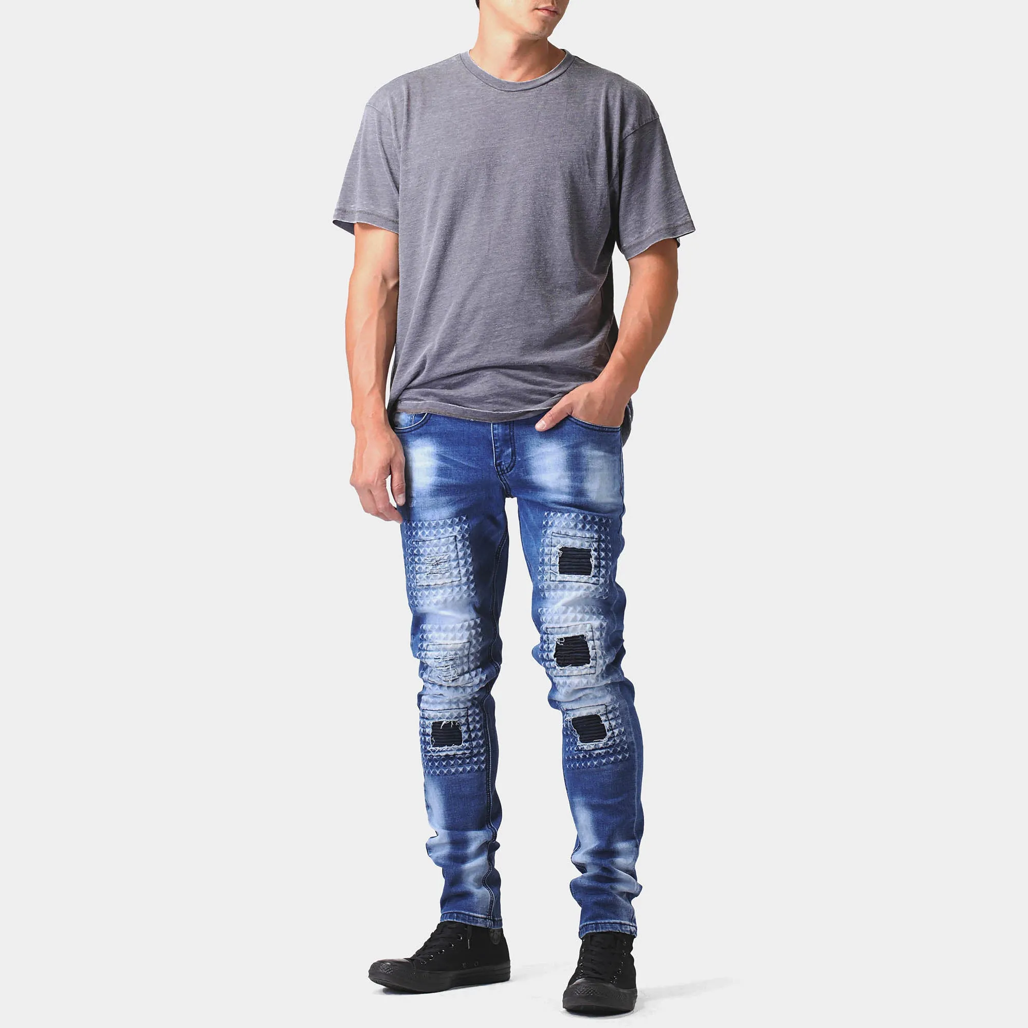 Men's Fashion Distressed Biker Jeans