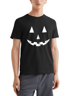Mens Graphic Print Jack-O-Lantern Smile White Halloween T Shirt