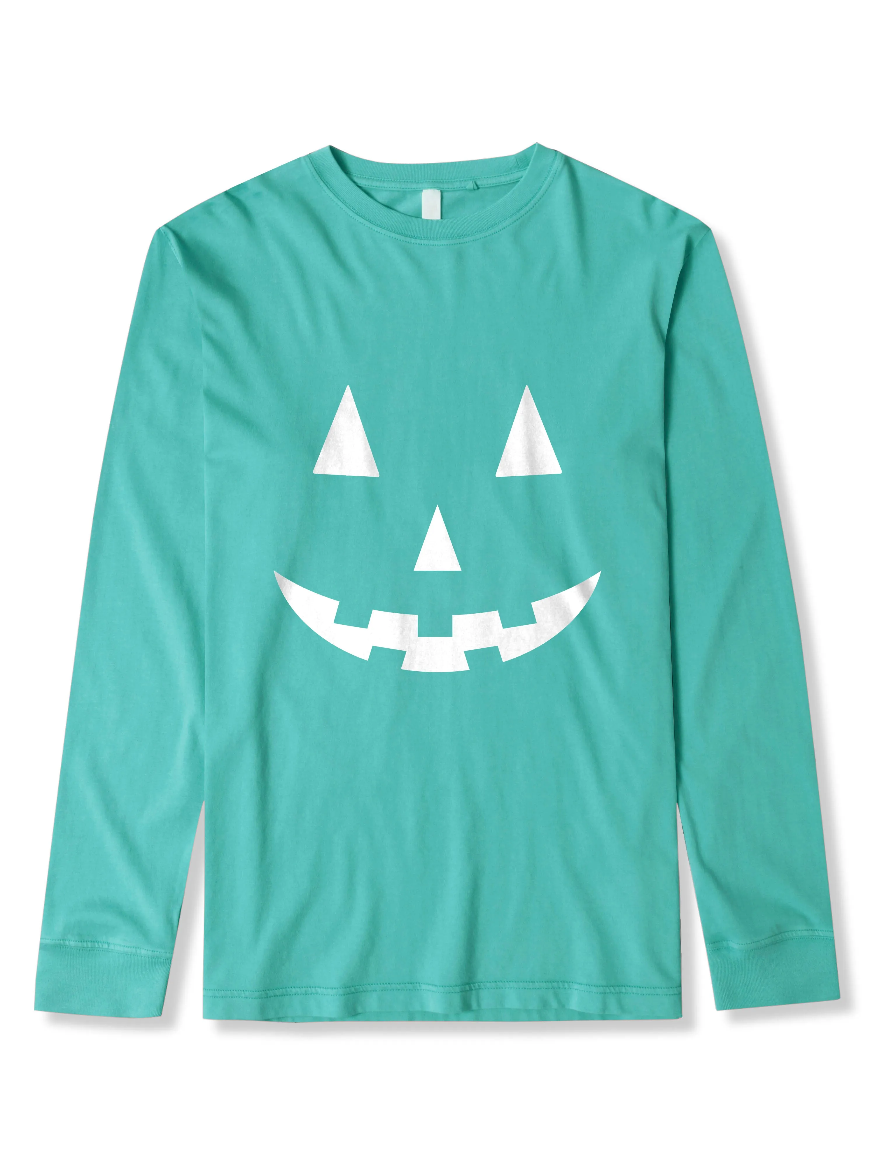 Mens Halloween Graphic Print Jack-O-Lantern Long Sleeve T Shirt