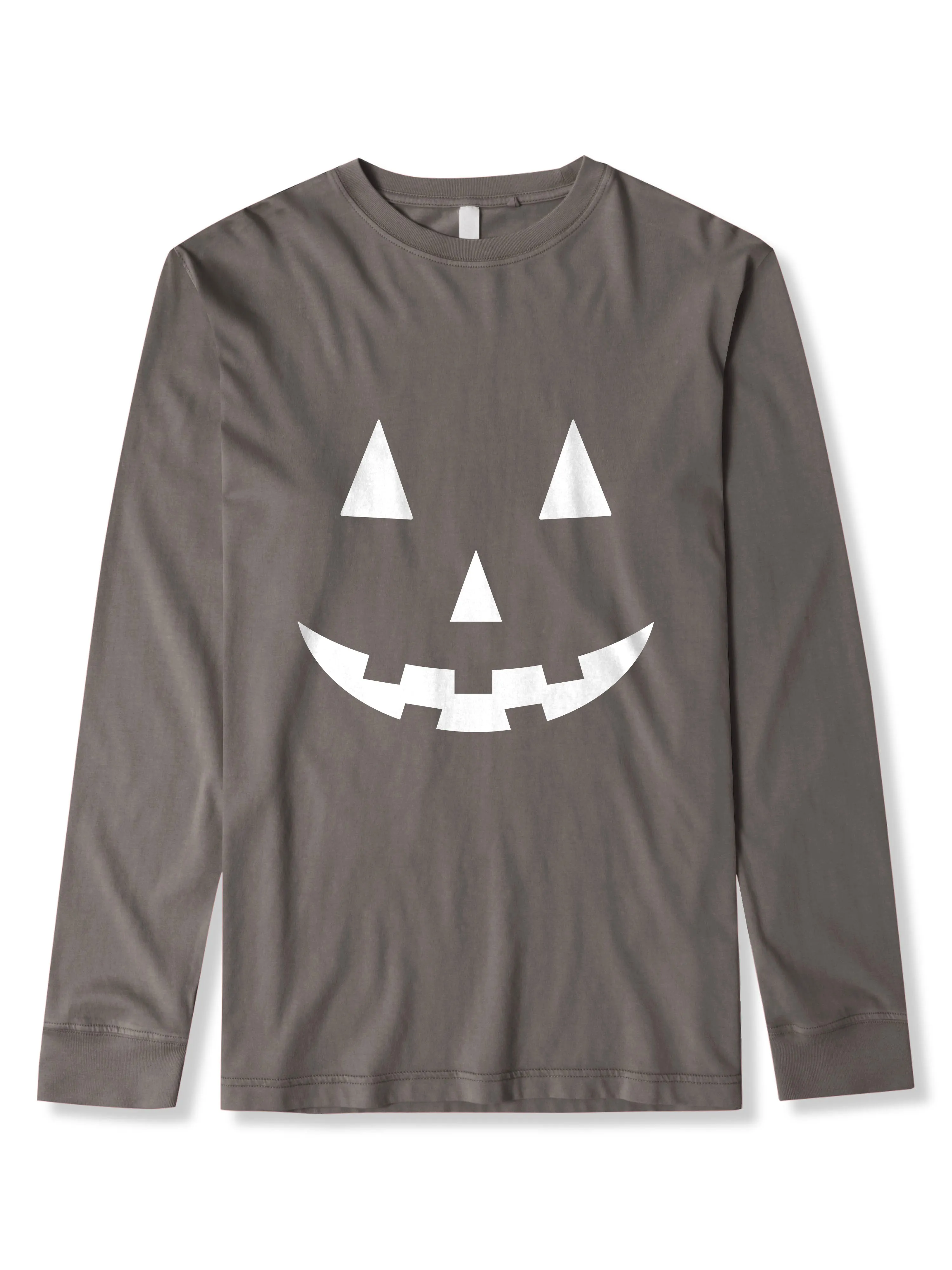 Mens Halloween Graphic Print Jack-O-Lantern Long Sleeve T Shirt