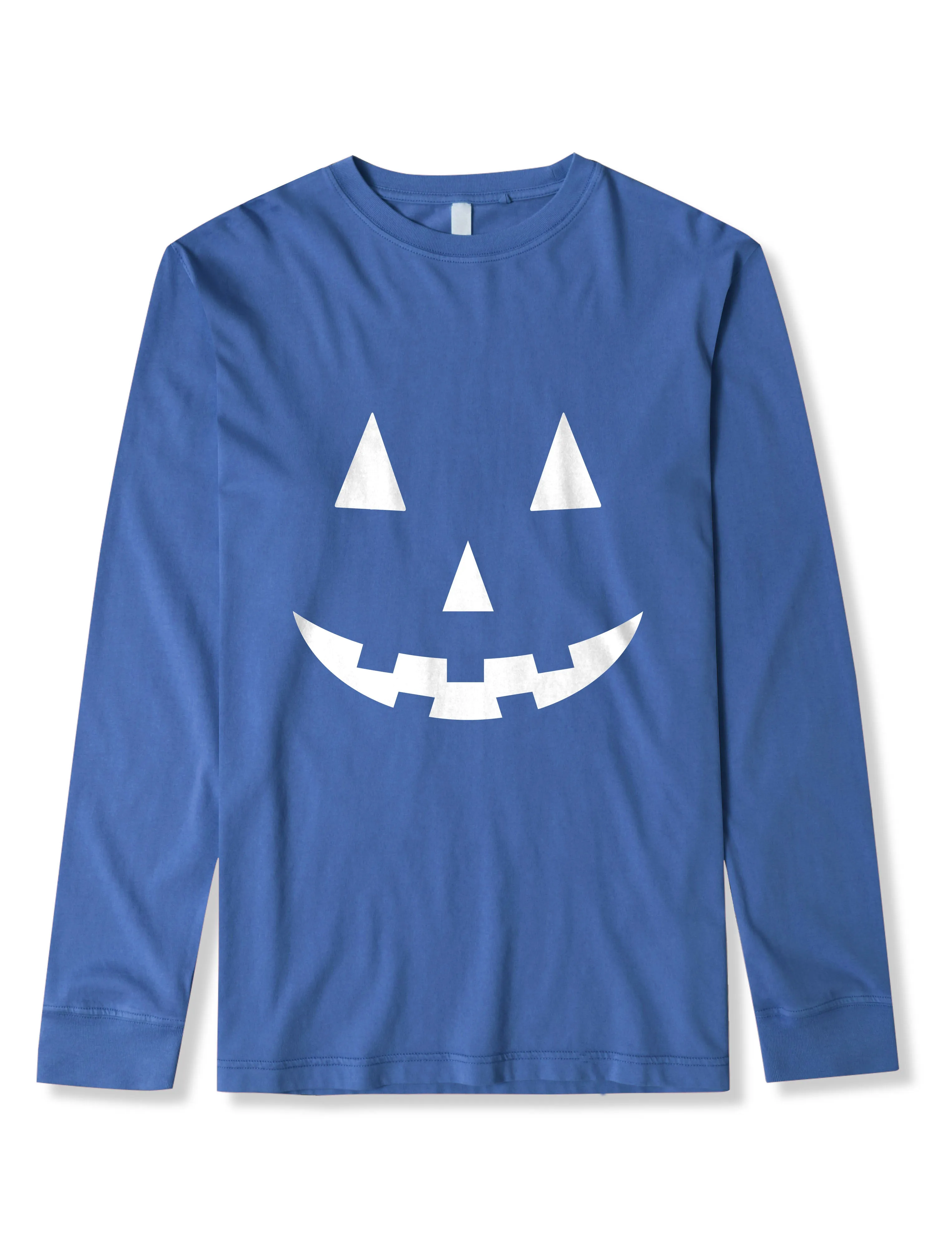 Mens Halloween Graphic Print Jack-O-Lantern Long Sleeve T Shirt