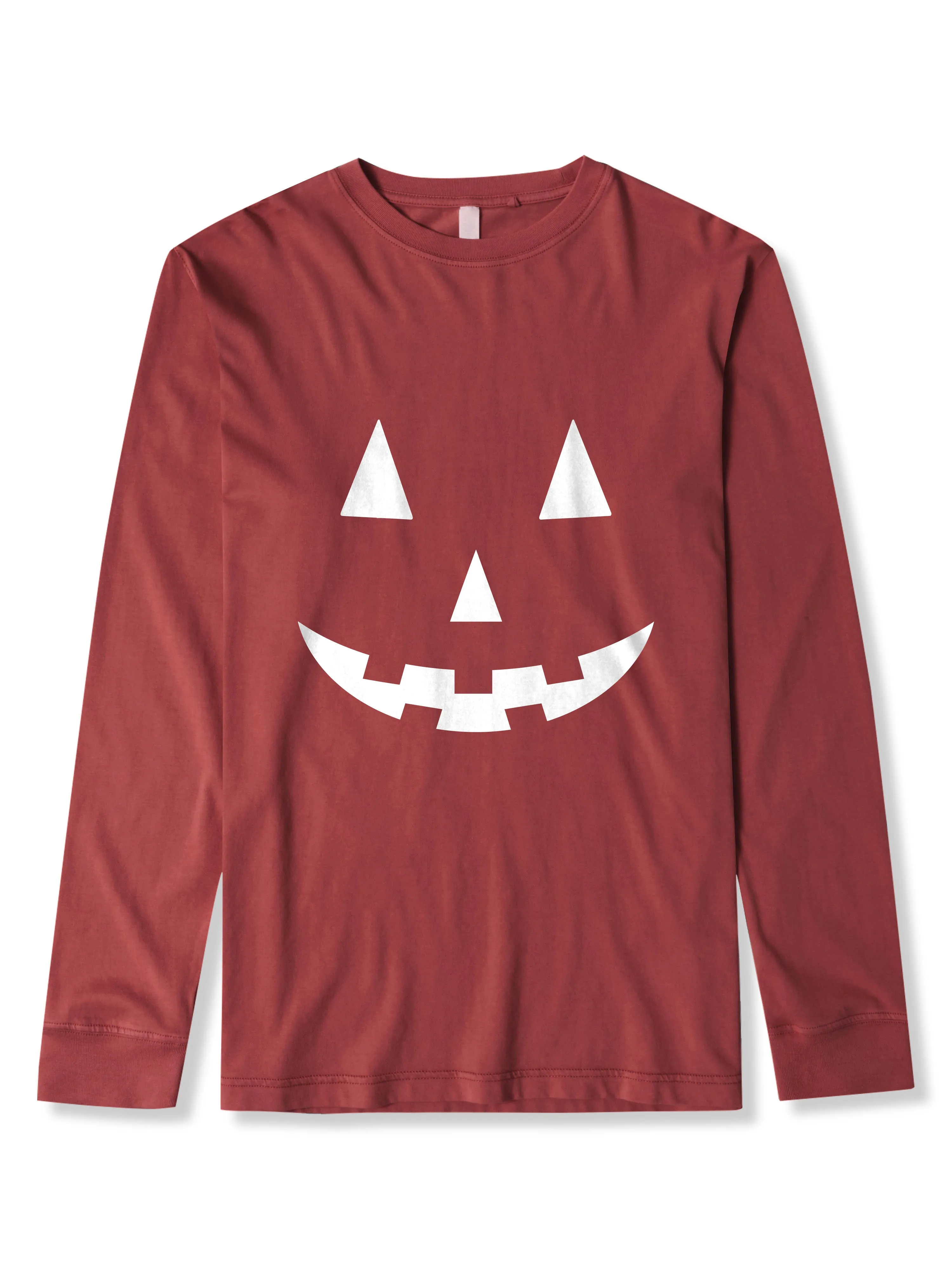 Mens Halloween Graphic Print Jack-O-Lantern Long Sleeve T Shirt