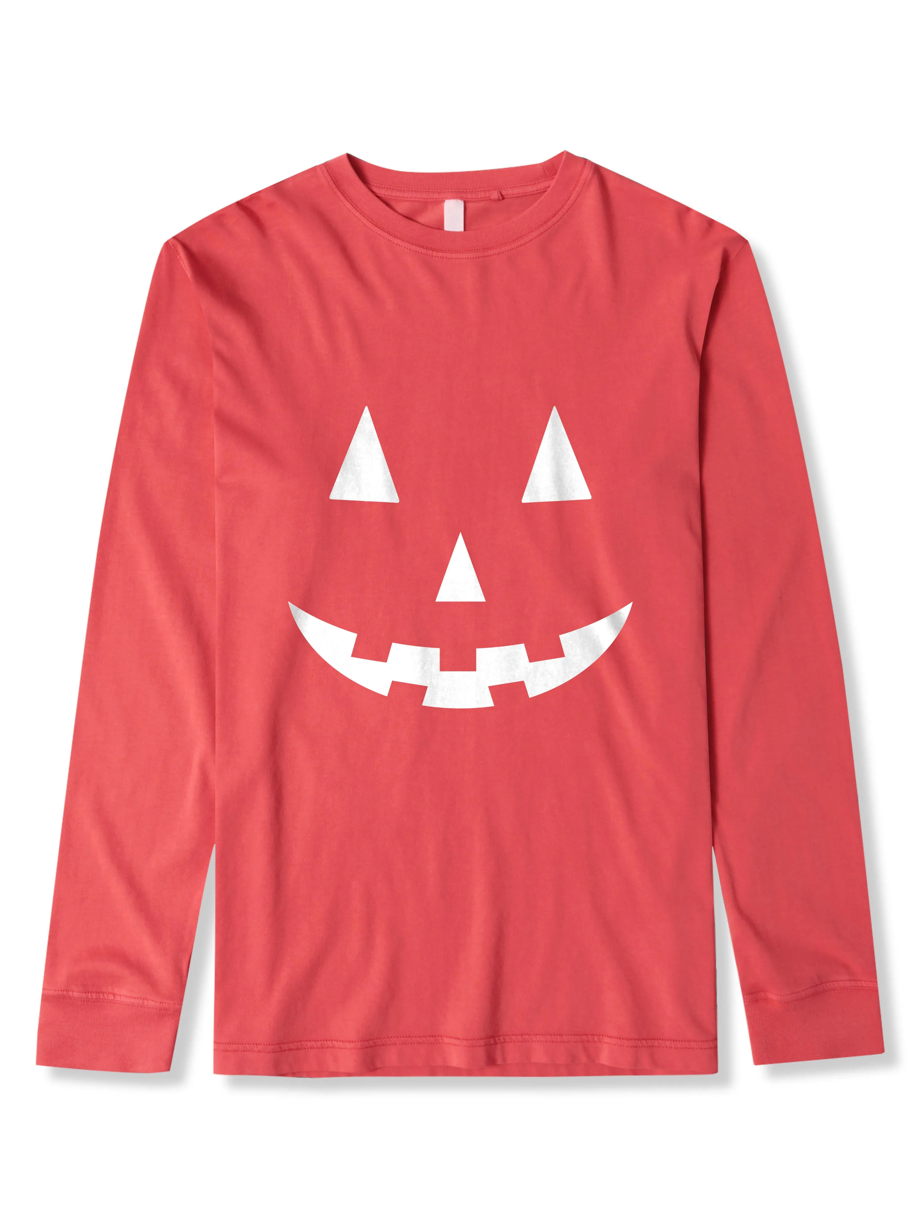 Mens Halloween Graphic Print Jack-O-Lantern Long Sleeve T Shirt