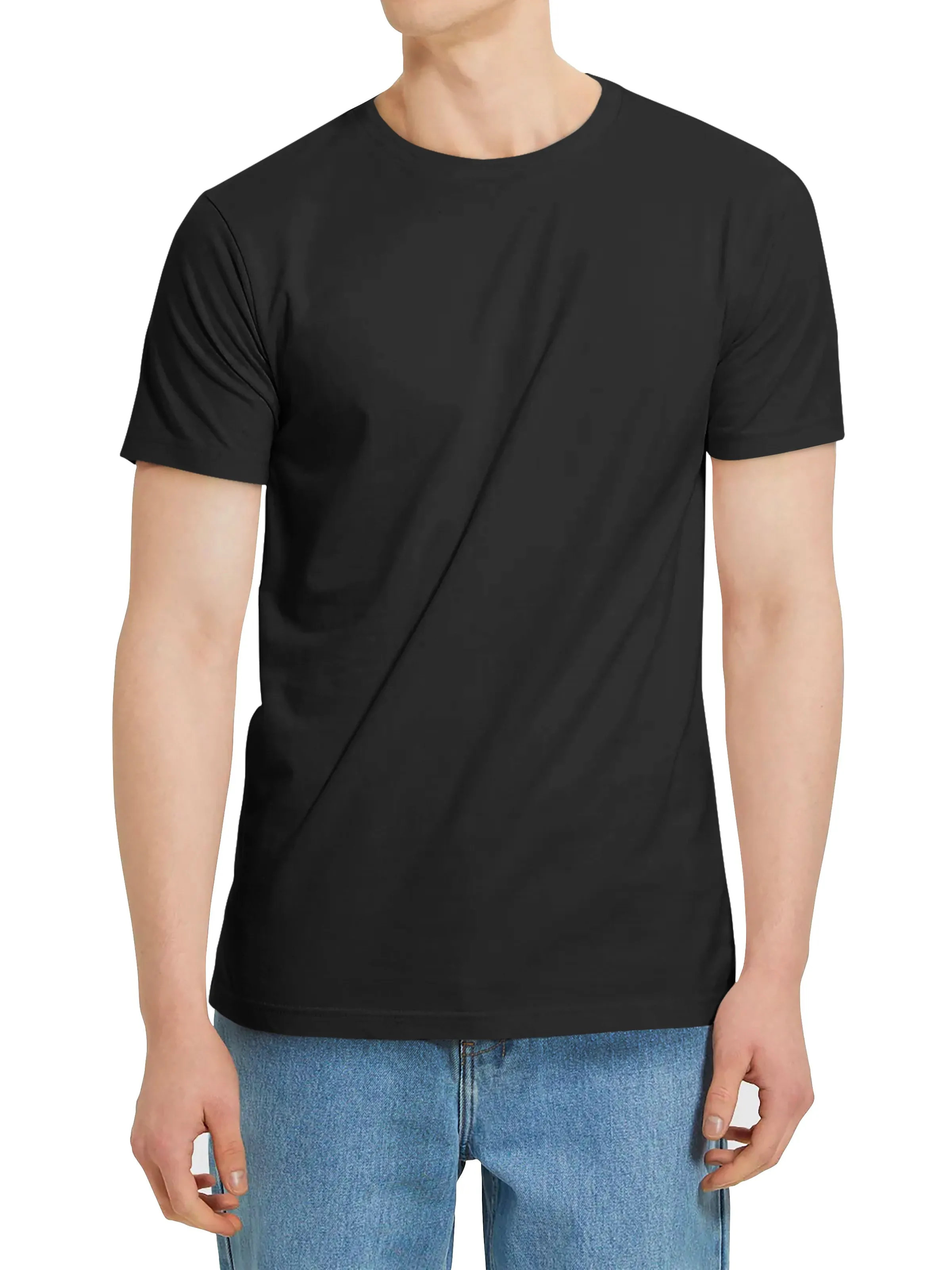 Mens Lightweight Classic Premium Cotton Short Sleeve Crew Neck T-Shirt