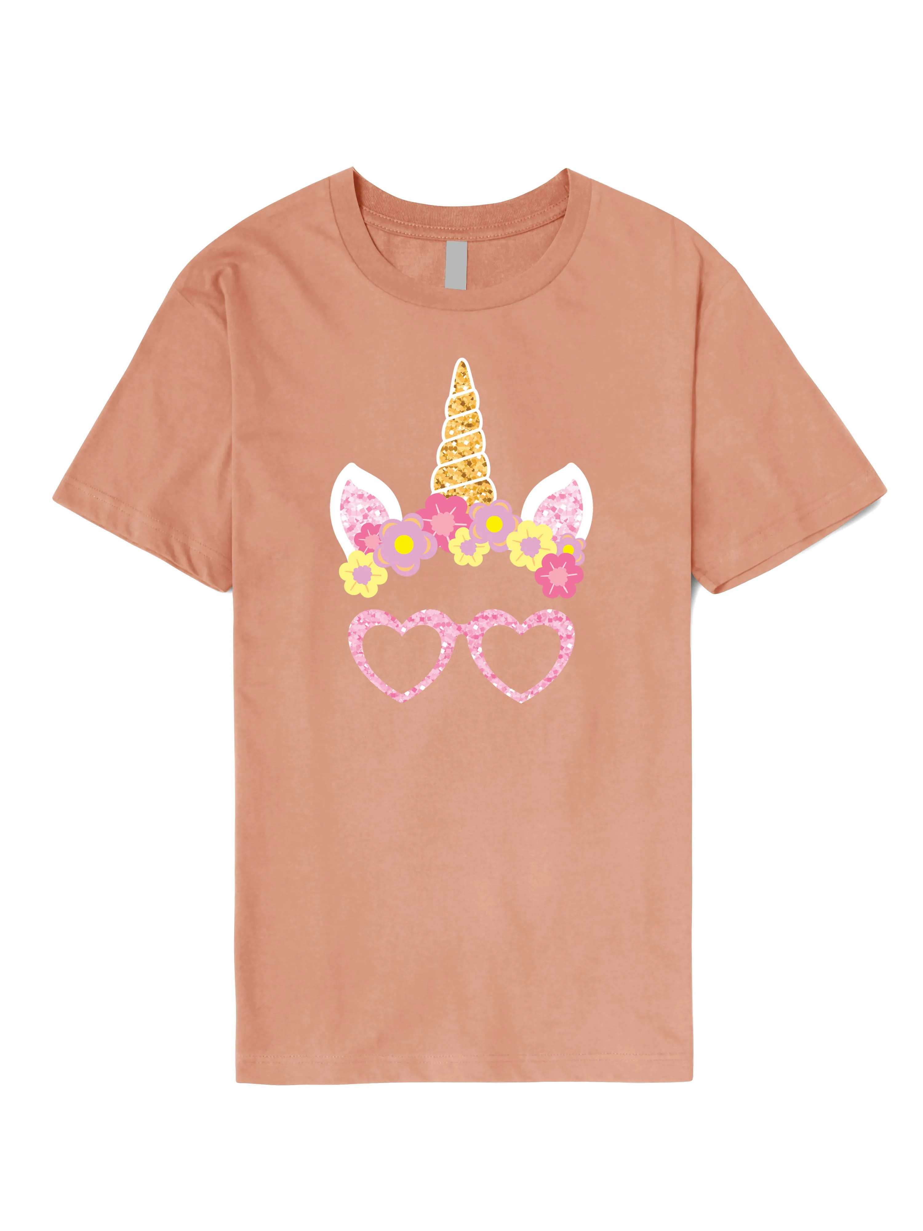 Mens Pink Unicorn Glasses Graphic Print Crew Neck T Shirt