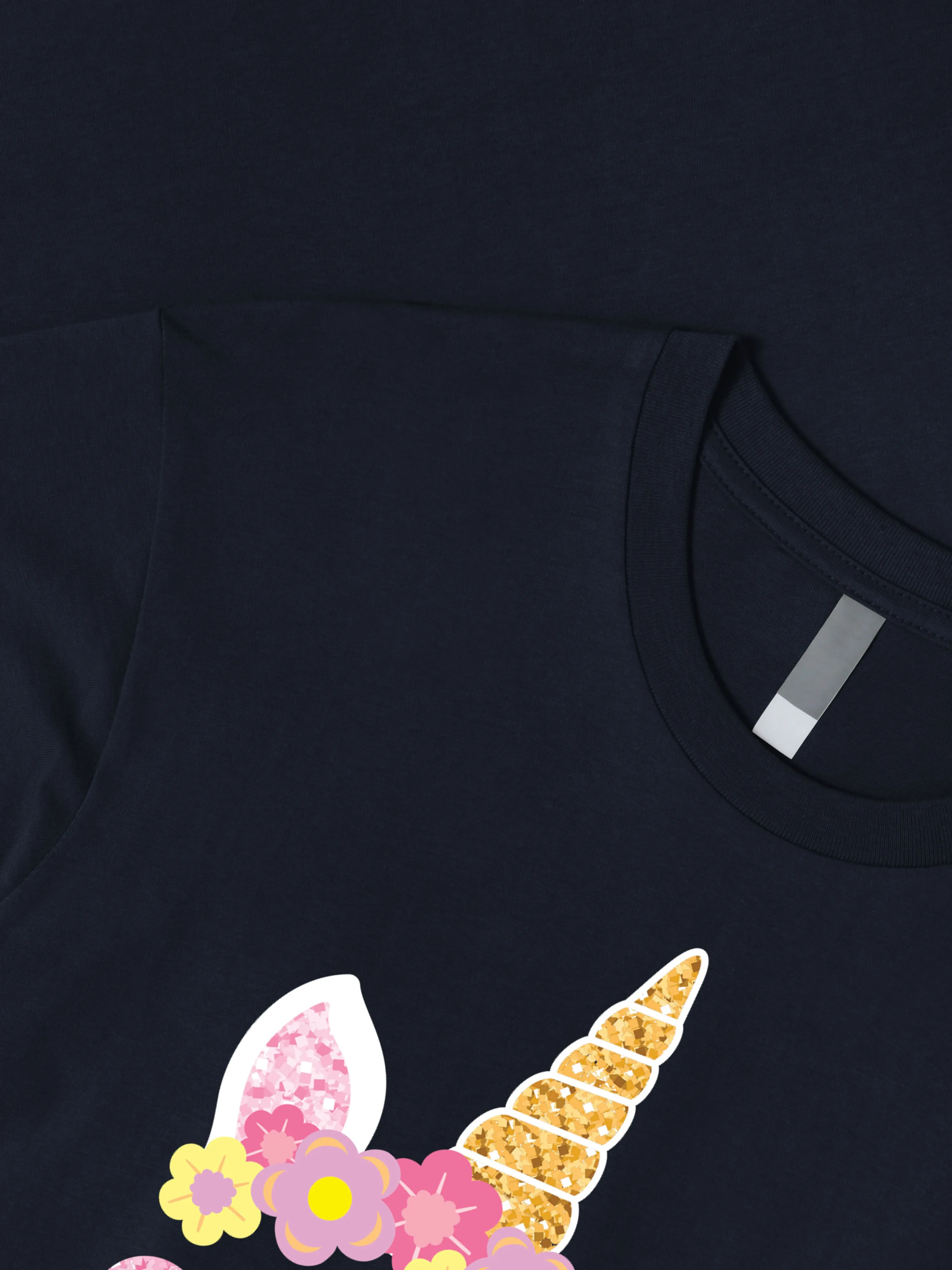 Mens Pink Unicorn Glasses Graphic Print Crew Neck T Shirt
