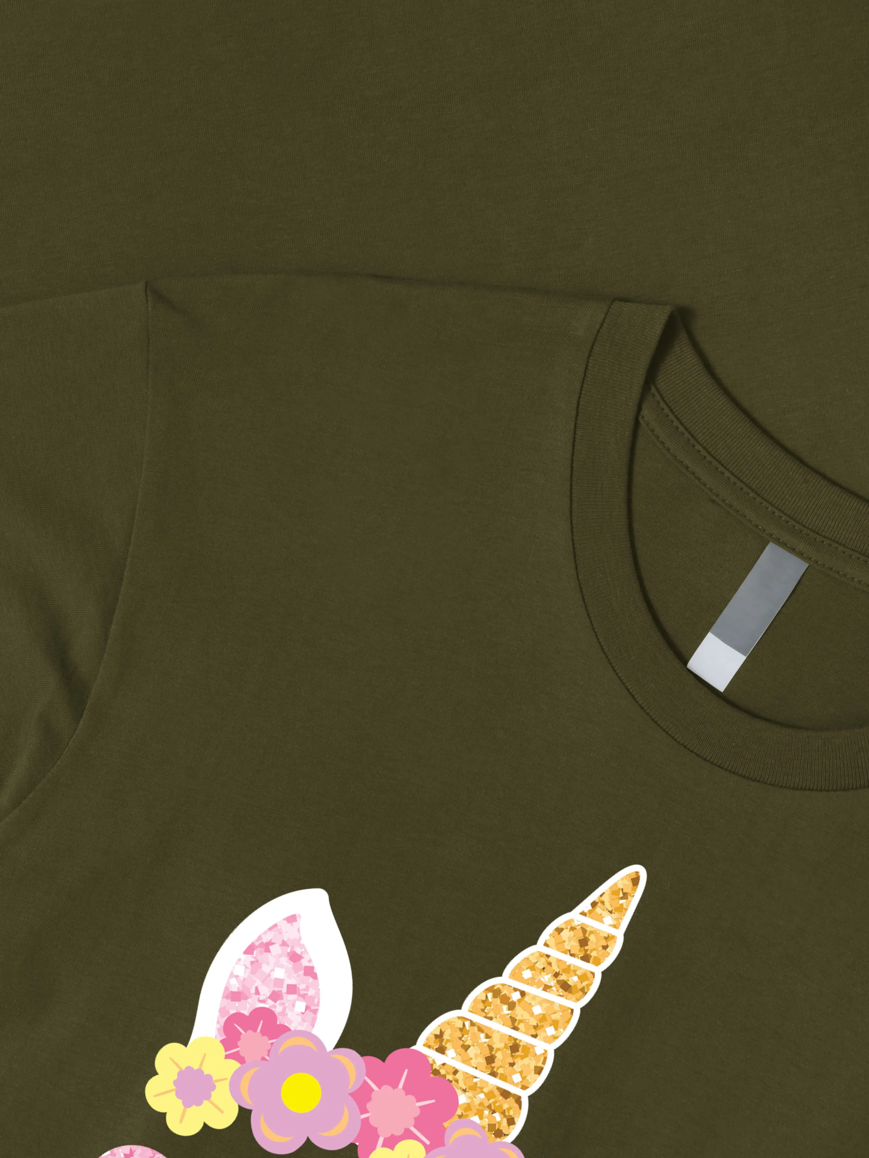 Mens Pink Unicorn Glasses Graphic Print Crew Neck T Shirt