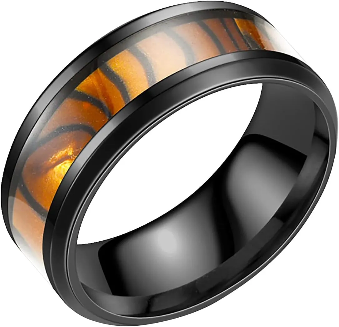 Mens Polished Finish Cocktail Party Wedding Ring Comfort Fit Wedding Band with Blue/Black Inlay Tungsten Rings