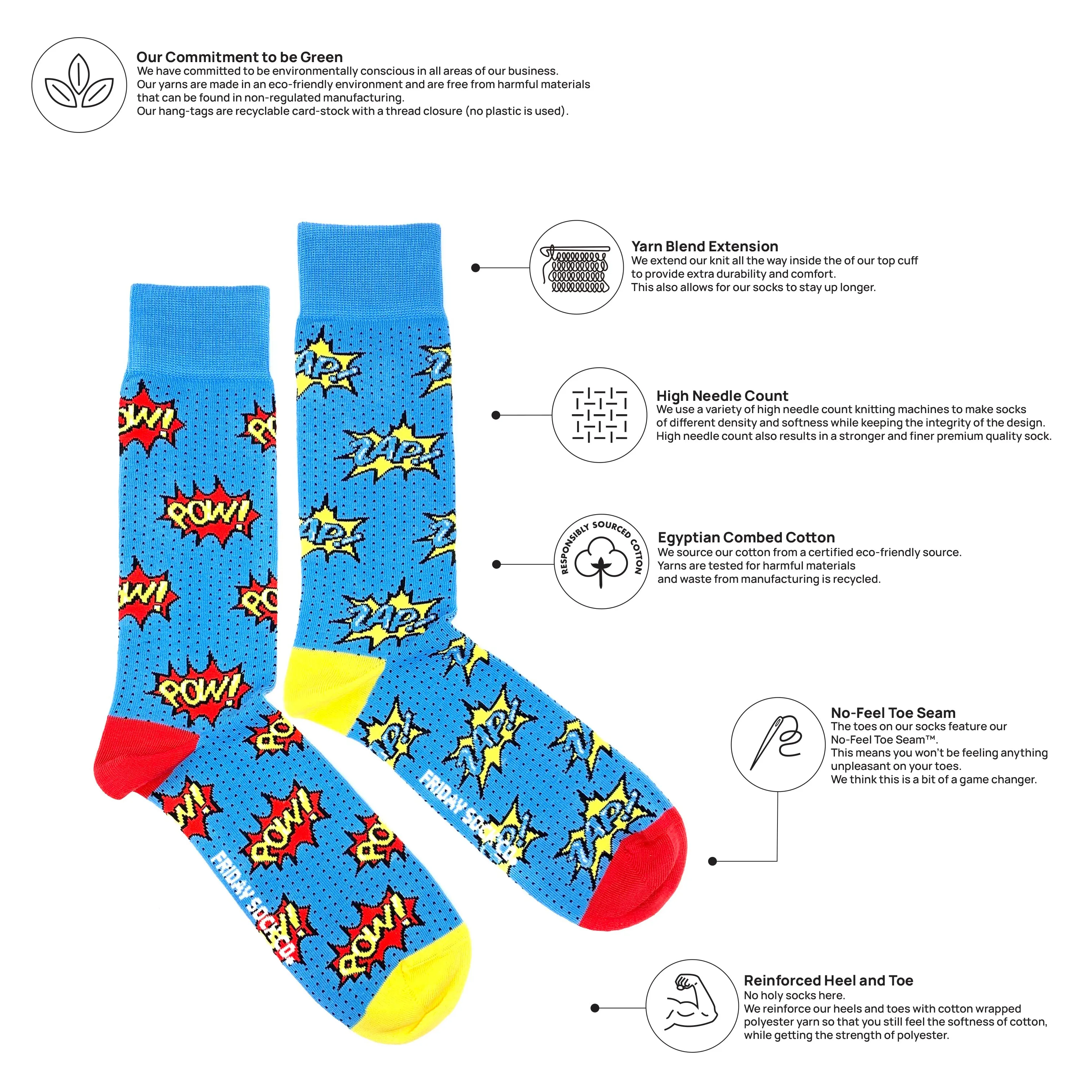 Men's Pow Zap Superhero Socks
