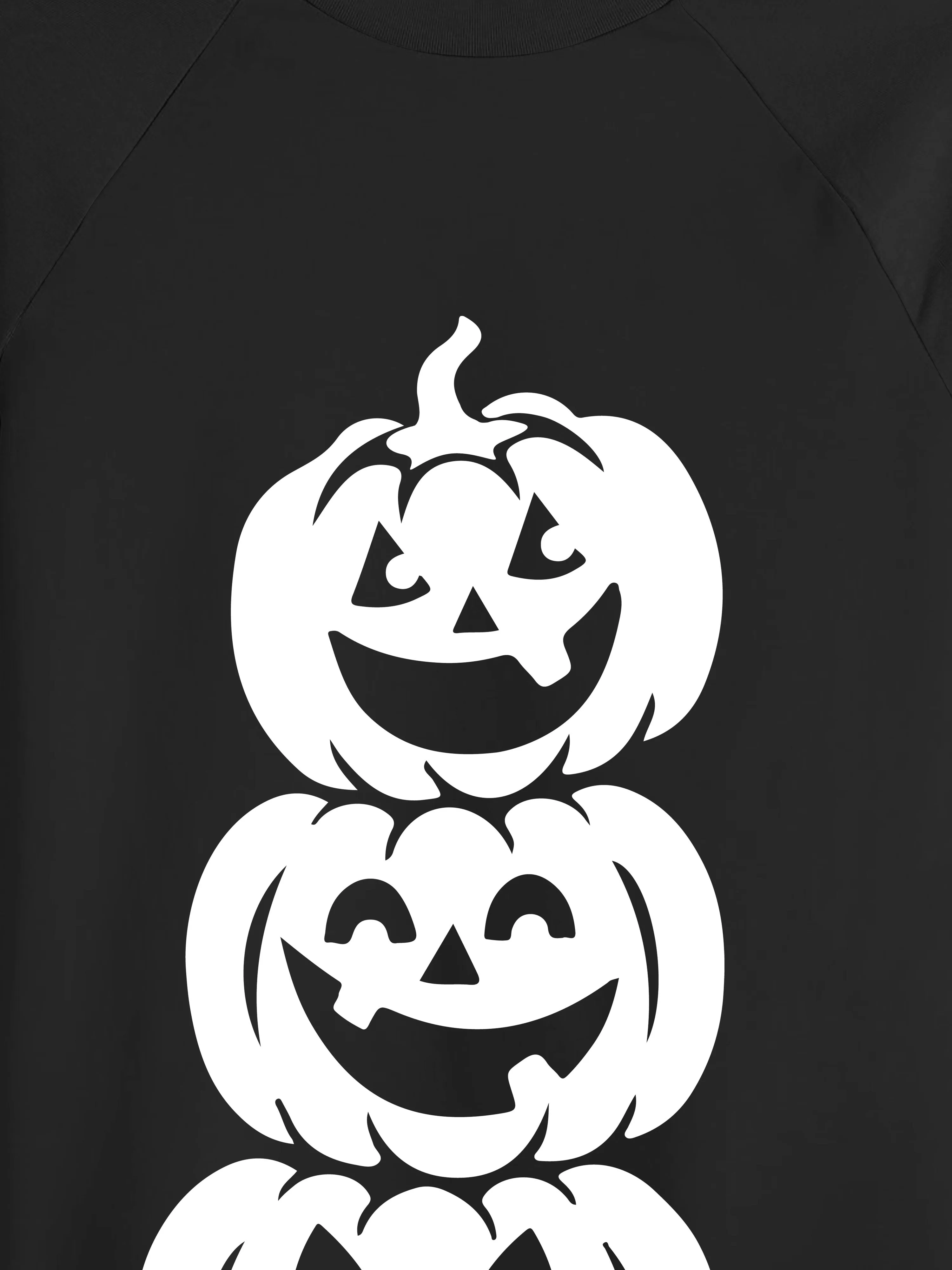Mens Raglan Graphic Print 3-Stack Jack-O-Lanterns T Shirt