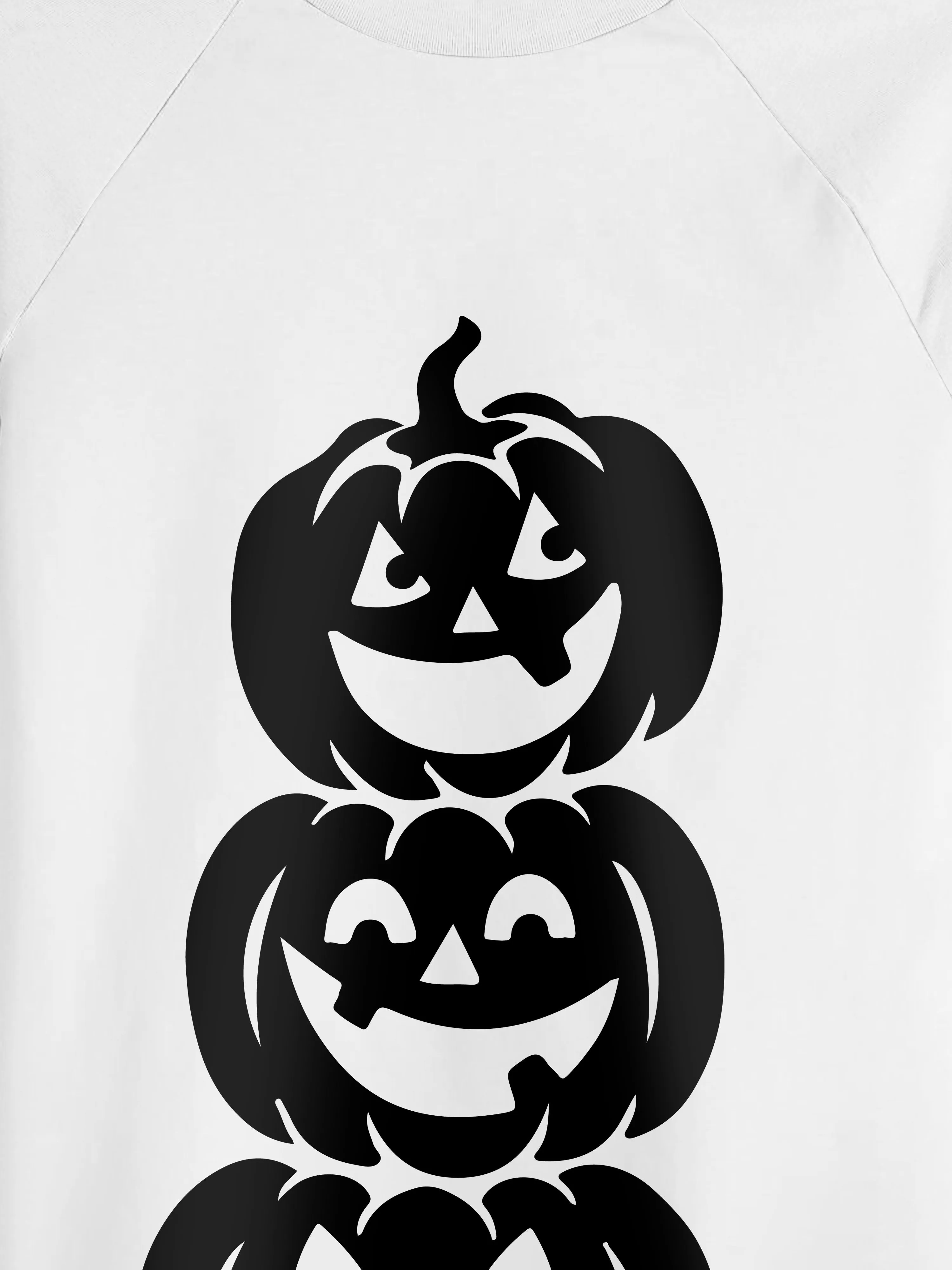 Mens Raglan Graphic Print 3-Stack Jack-O-Lanterns T Shirt
